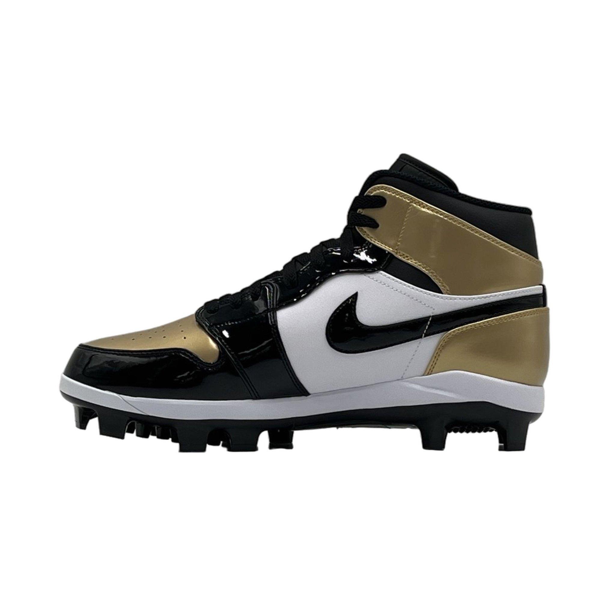 Jordan 1 Retro MCS "Metallic Gold/Black/White" Men's Baseball Cleat - BLACK/GOLD Thumbnail View 2