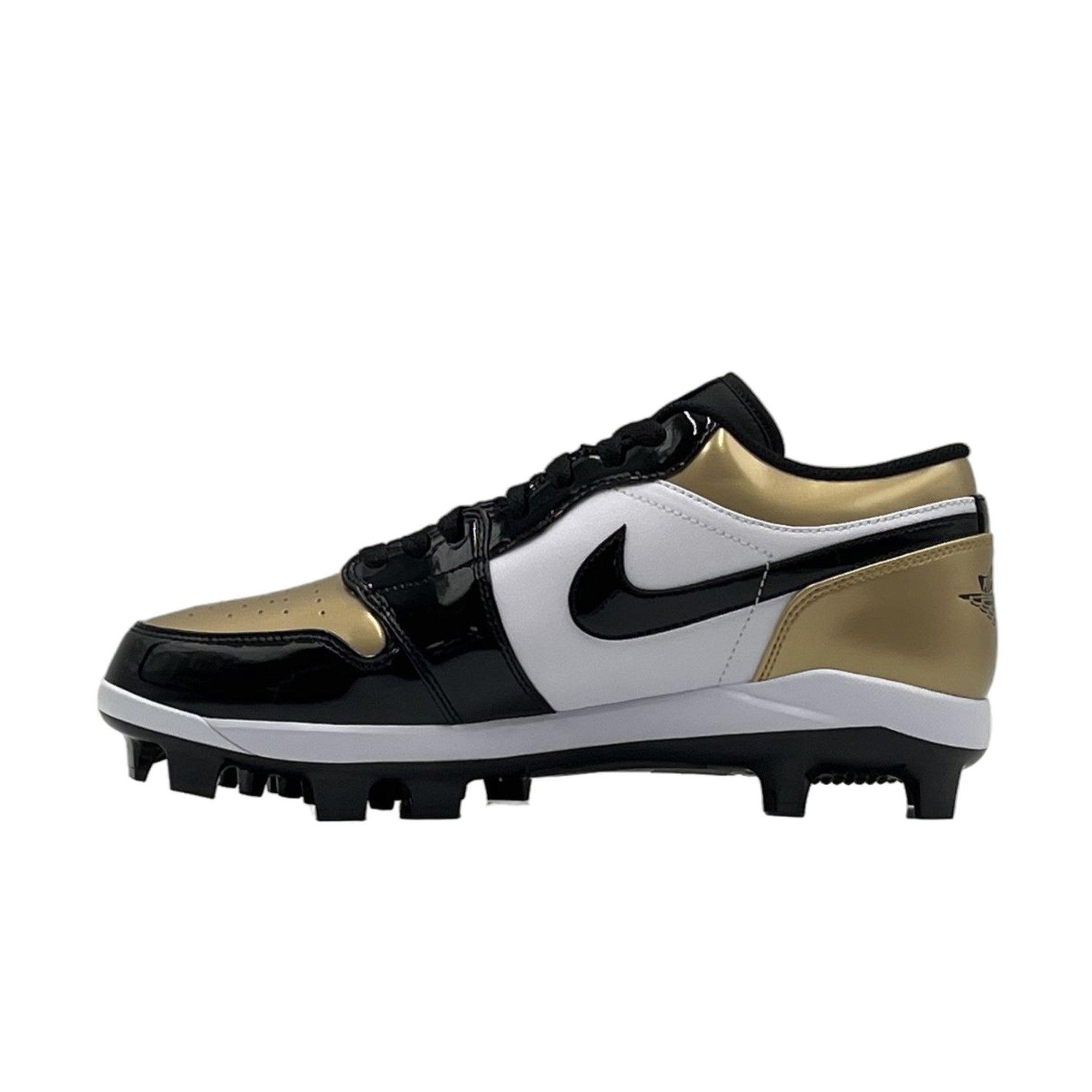 Jordan 1 Retro MCS Low "Metallic Gold/Black/White" Men's Baseball Cleat - BLACK/GOLD Thumbnail View 2
