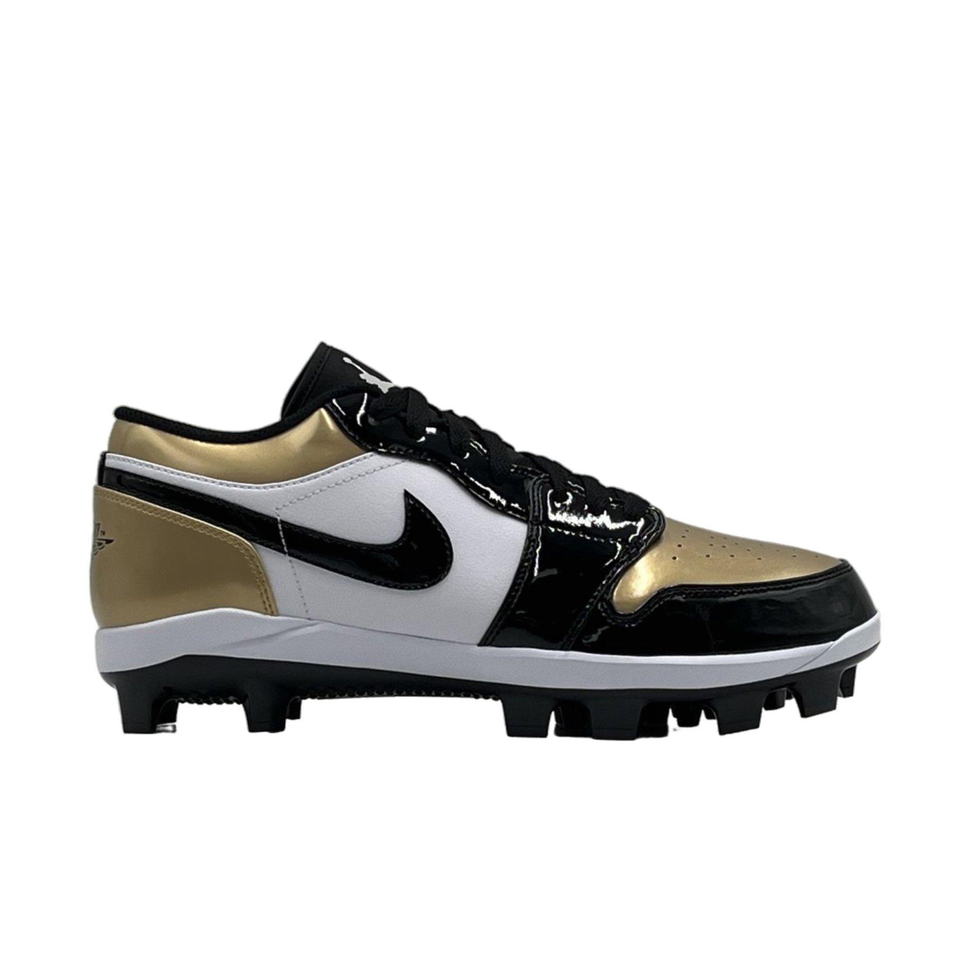 Jordan 1 Retro MCS Low "Metallic Gold/Black/White" Men's Baseball Cleat - BLACK/GOLD Thumbnail View 1
