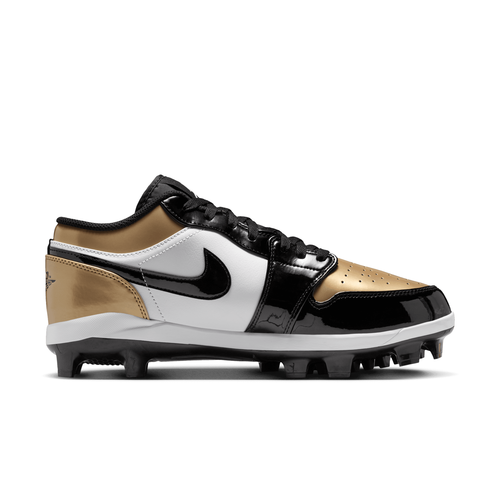 Jordan 1 Retro MCS Low "Metallic Gold/Black/White" Men's Baseball Cleat - BLACK/GOLD Thumbnail View 2