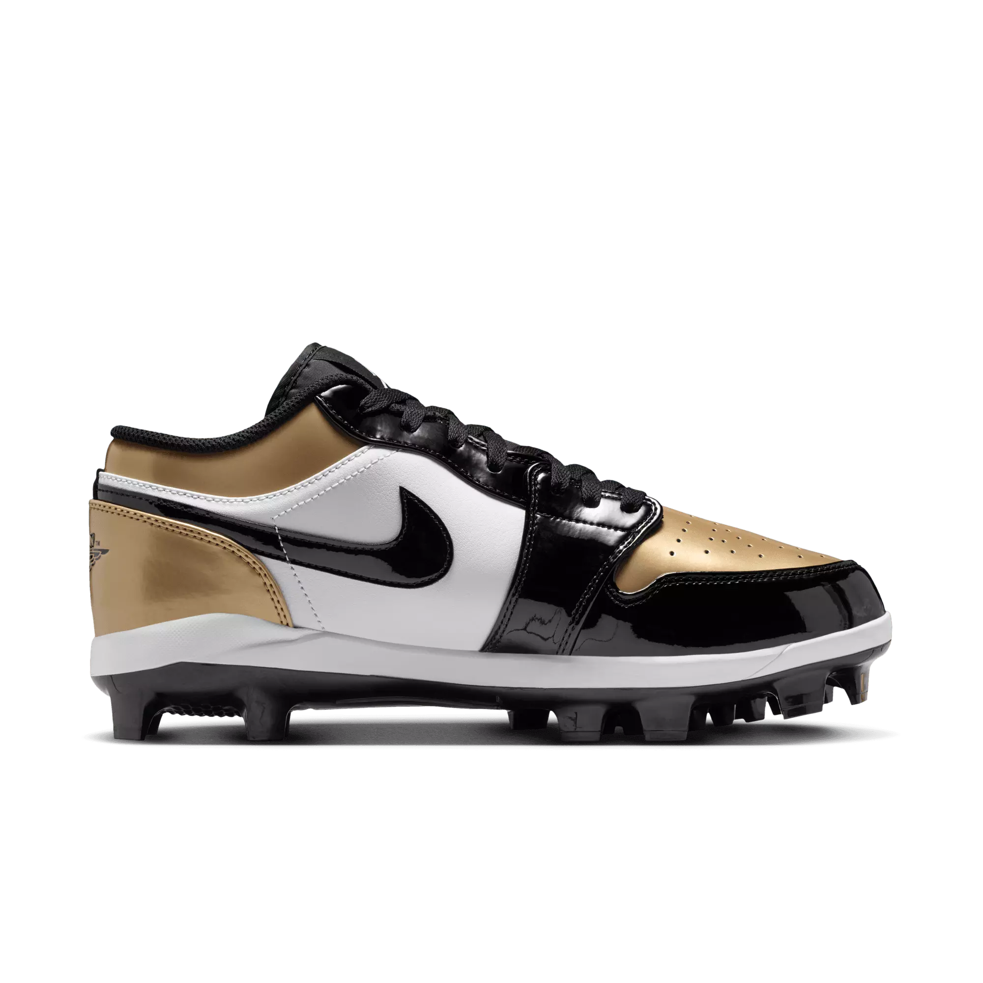 Jordan 1 Retro MCS Low "Metallic Gold/Black/White" Men's Baseball Cleat - BLACK/GOLD