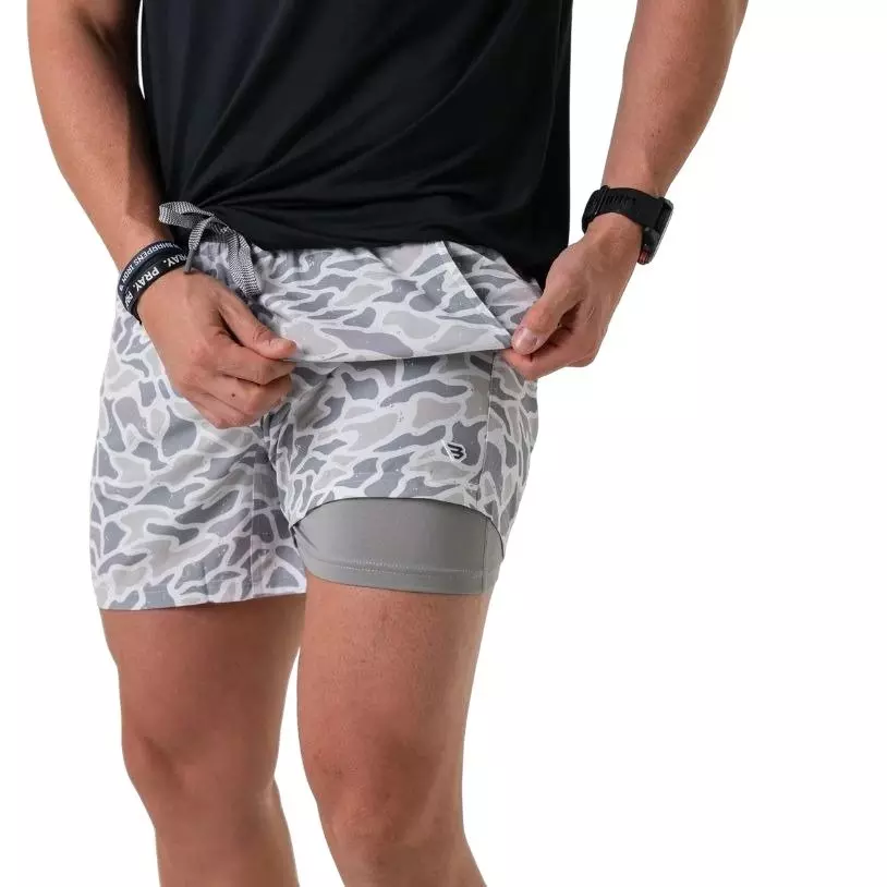 Burlebo Men's Athletic Shorts - White Camo - WHITE