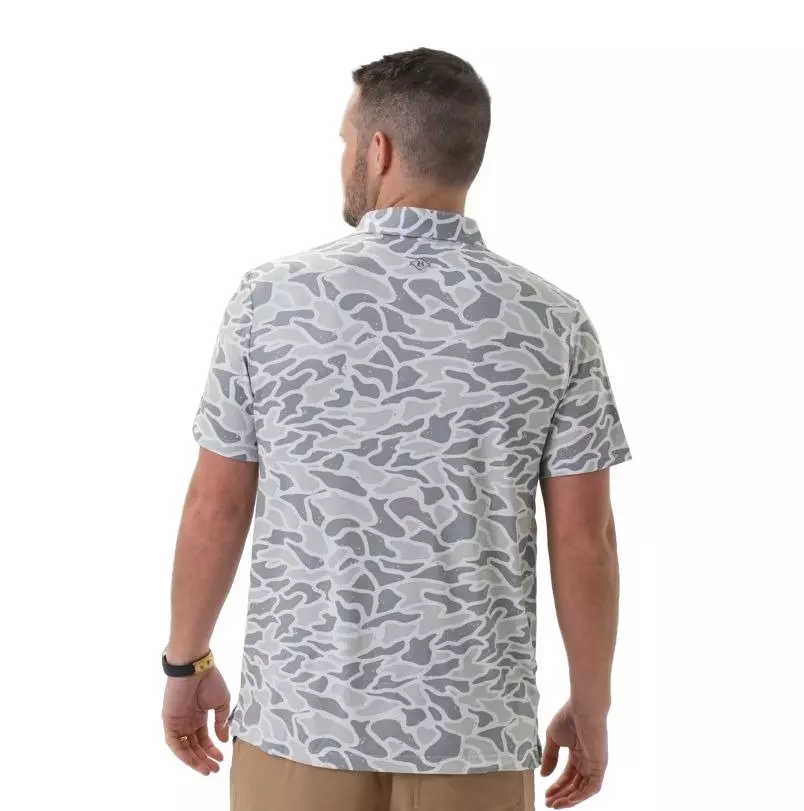 Burlebo Men's Performance Polo - White ​Camo - WHITE