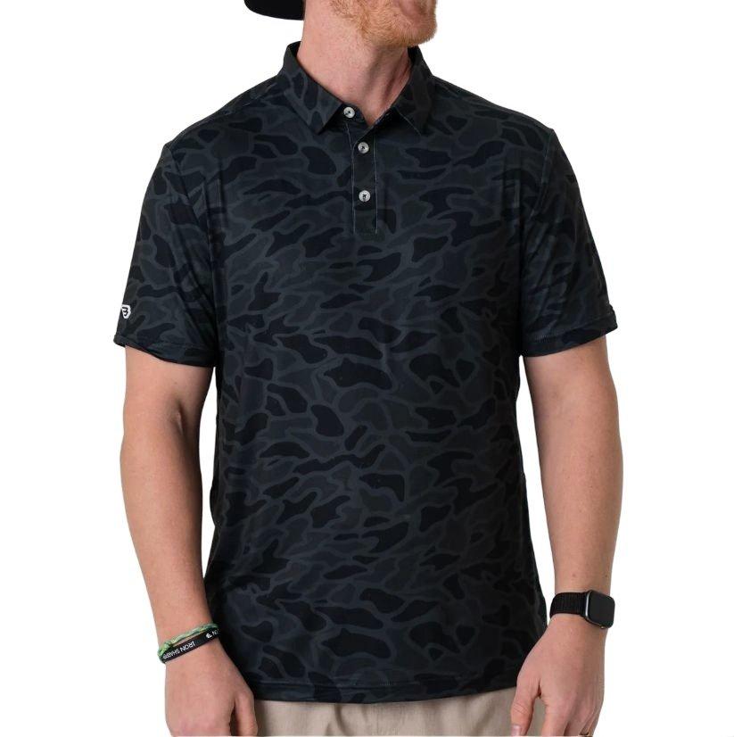 Burlebo Men's Performance Polo - Black&nbsp;Camo - BLACK Thumbnail View 1