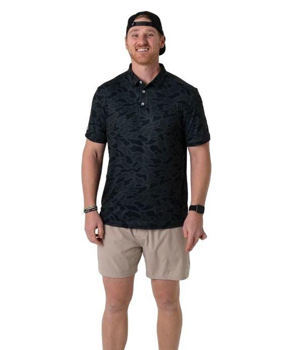 Burlebo Men's Performance Polo - Black&nbsp;Camo - BLACK Thumbnail View 3