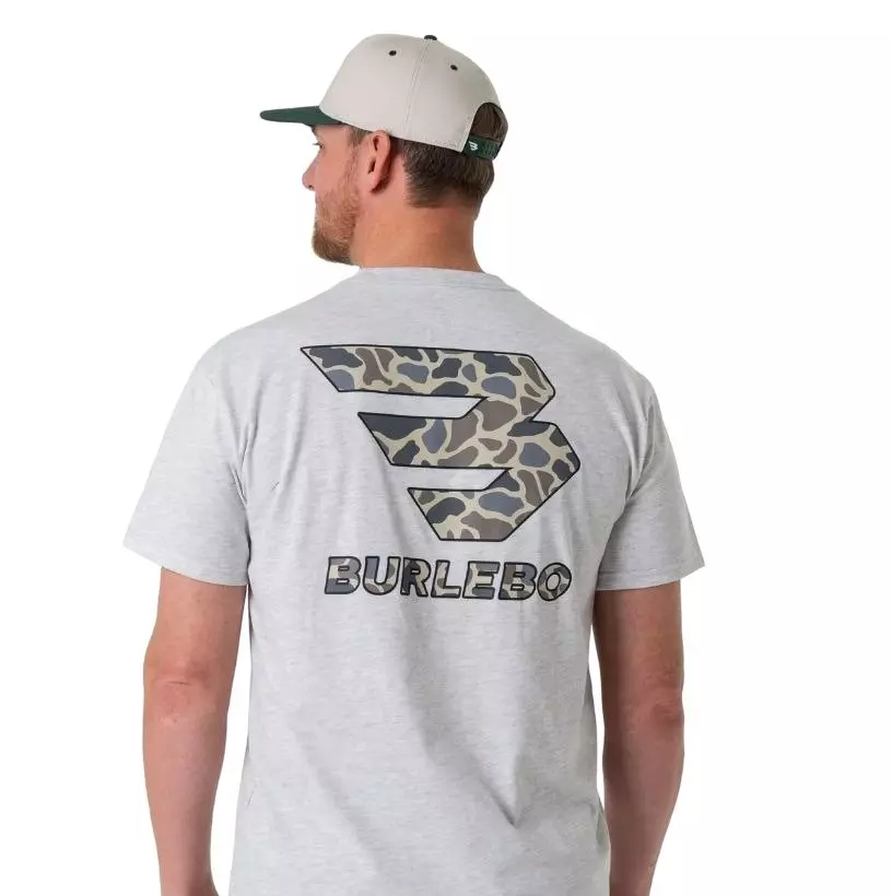 Burlebo Men's Flying B Classic Deer Camo Tee - Ash Grey - GREY