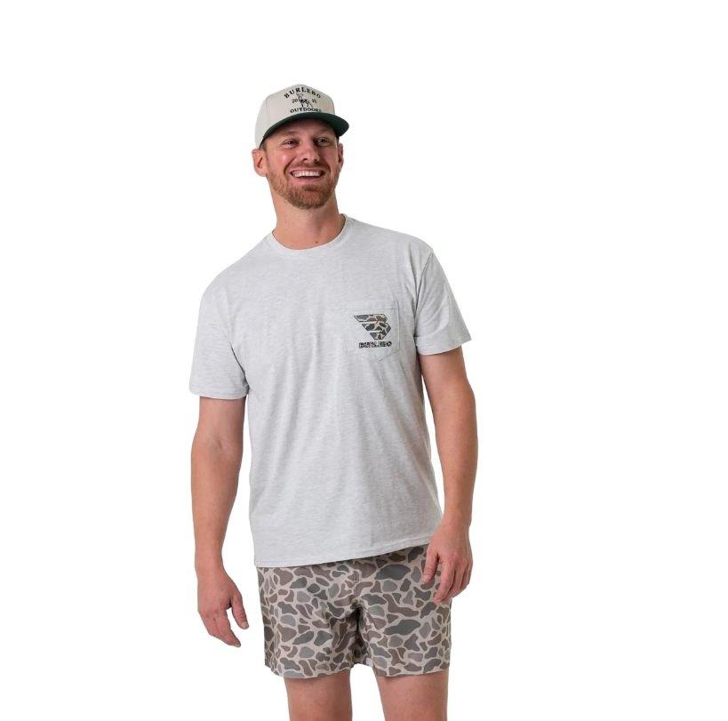 Burlebo Men's Flying B Classic Deer Camo Tee - Ash Grey - GREY Thumbnail View 3