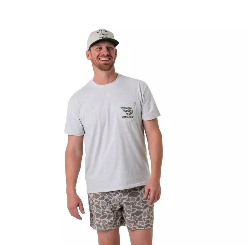 Burlebo Men's Flying B Classic Deer Camo Tee - Ash Grey - GREY
