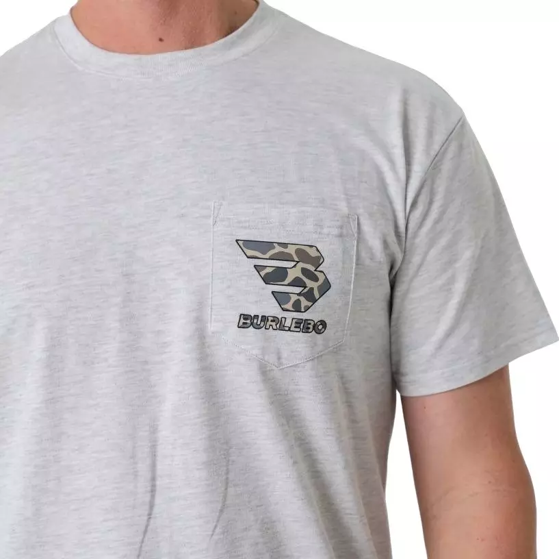 Burlebo Men's Flying B Classic Deer Camo Tee - Ash Grey - GREY