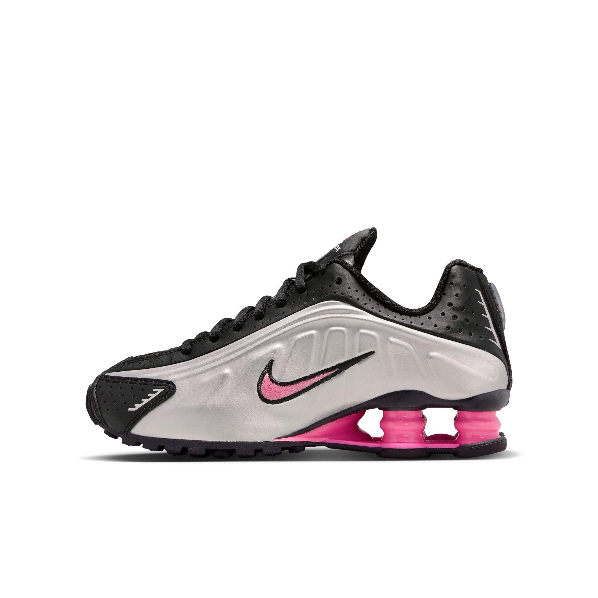 Nike Shox R4 Grade School Girls' "Black/Metallic Silver/Pinksicle" Shoe