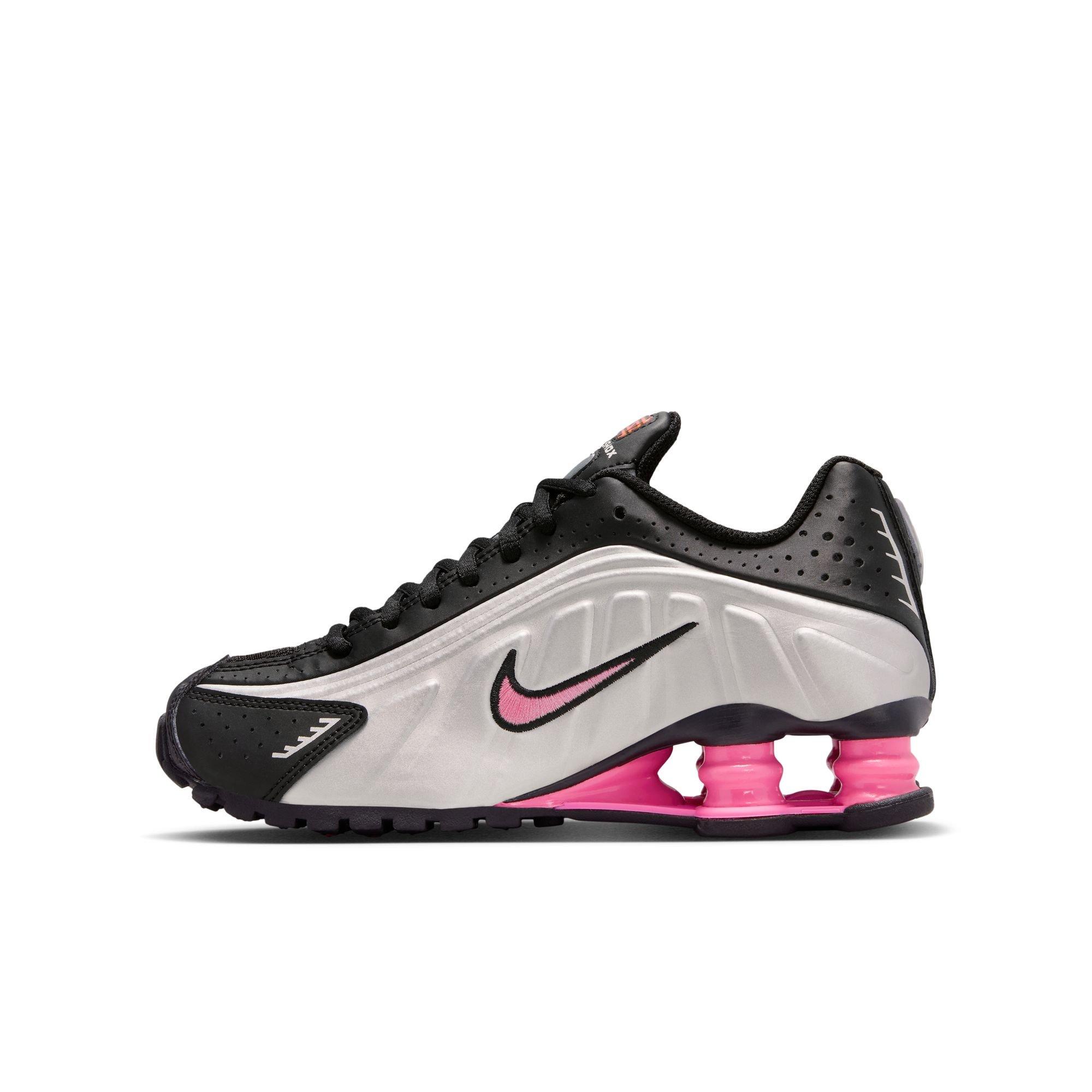 Nike Shox R4 Grade School Girls' "Black/Metallic Silver/Pinksicle" Shoe