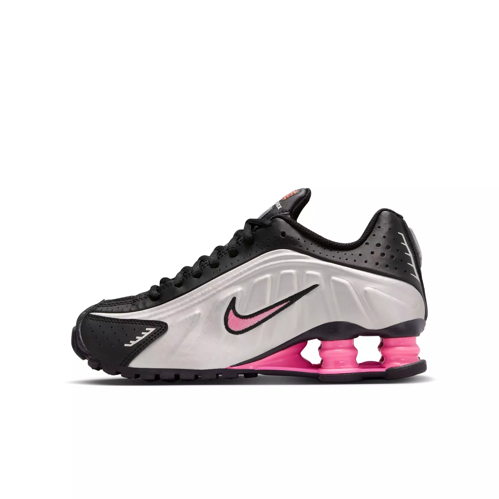 Nike Shox R4 "Black/Metallic Silver/Pinksicle" Grade School Girls' Shoe - BLACK/PINK