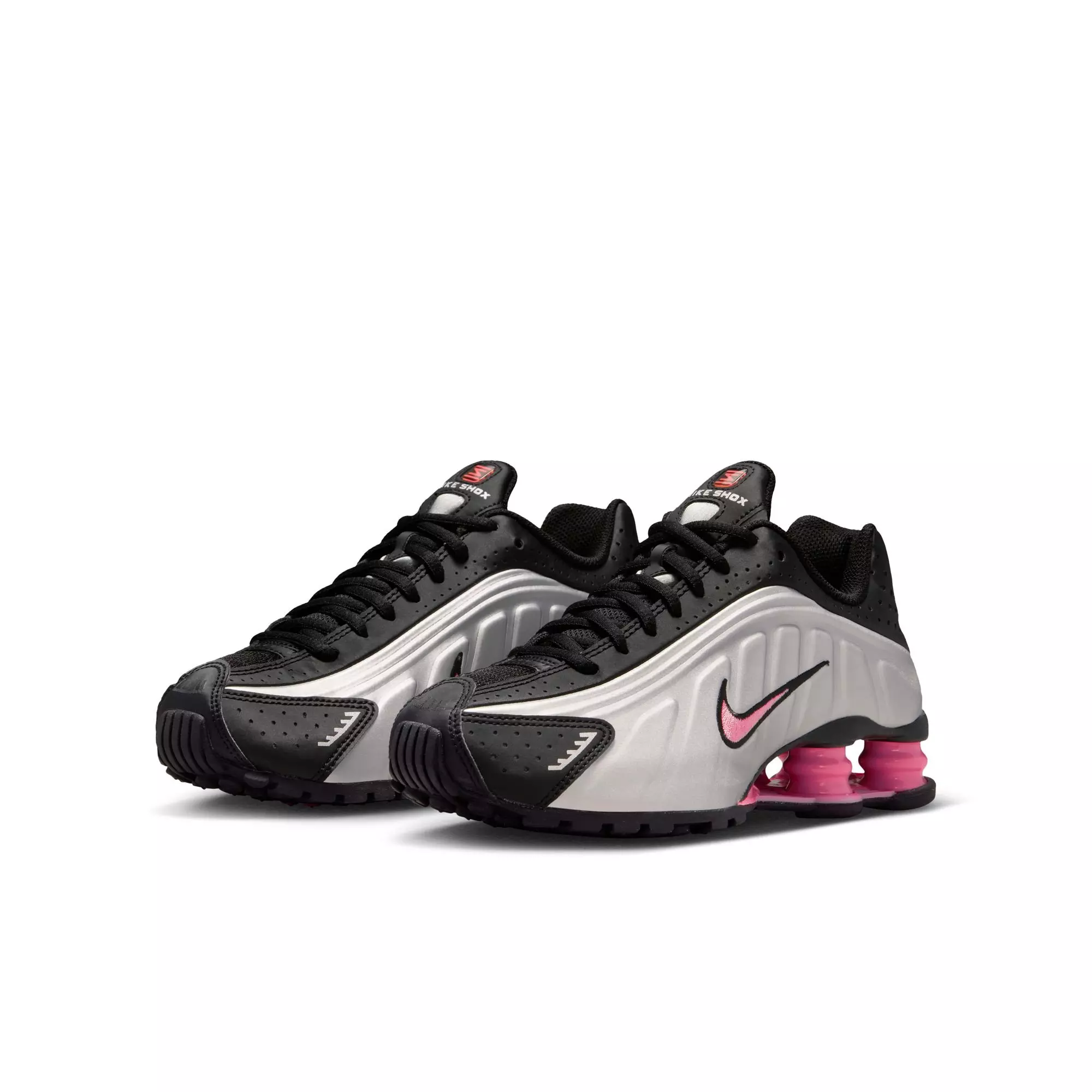Nike Shox R4 "Black/Metallic Silver/Pinksicle" Grade School Girls' Shoe - BLACK/PINK
