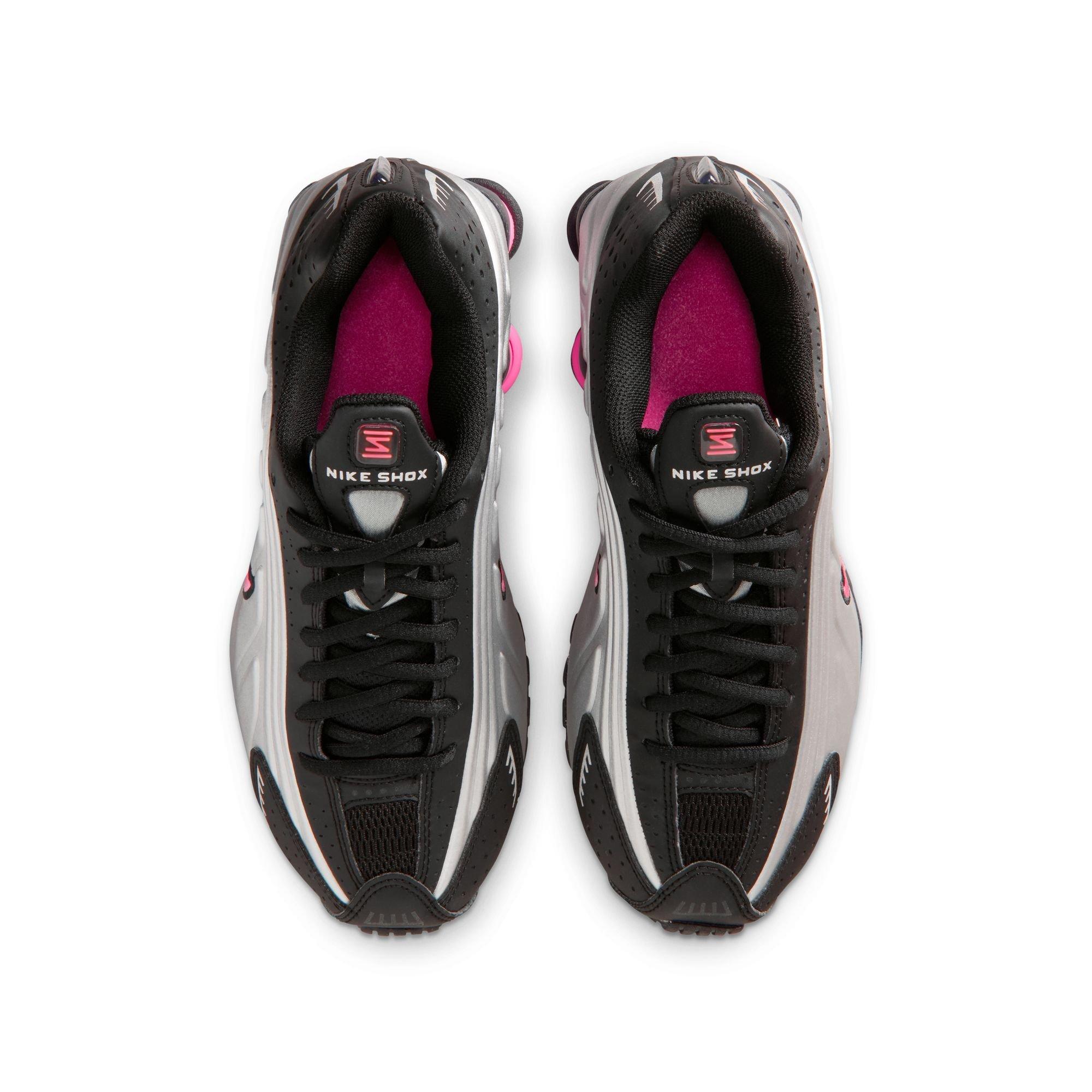 Nike Shox R4 Grade School Girls' "Black/Metallic Silver/Pinksicle" Shoe
