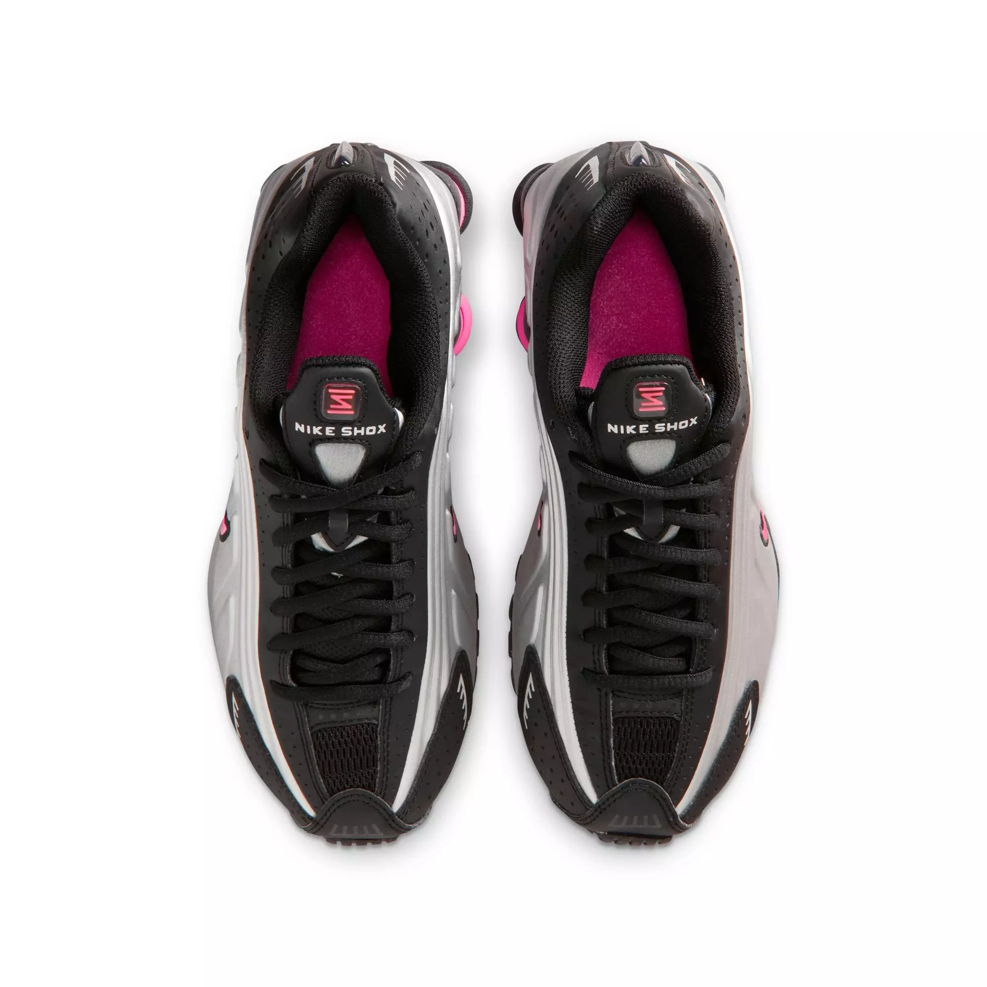 Nike Shox R4 "Black/Metallic Silver/Pinksicle" Grade School Girls' Shoe - BLACK/PINK