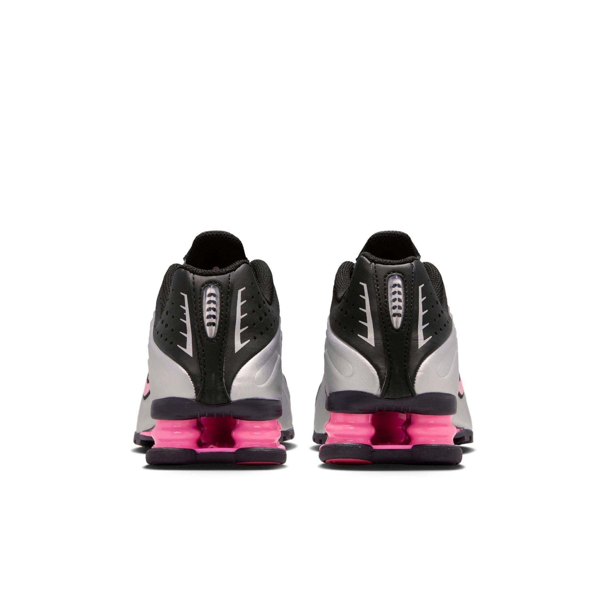 Nike Shox R4 Grade School Girls' "Black/Metallic Silver/Pinksicle" Shoe