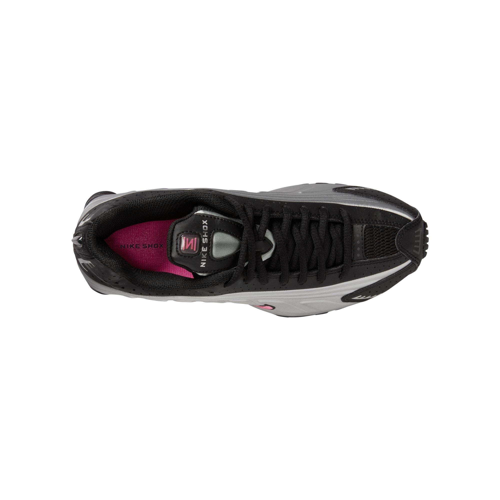 Nike Shox R4 Grade School Girls' "Black/Metallic Silver/Pinksicle" Shoe