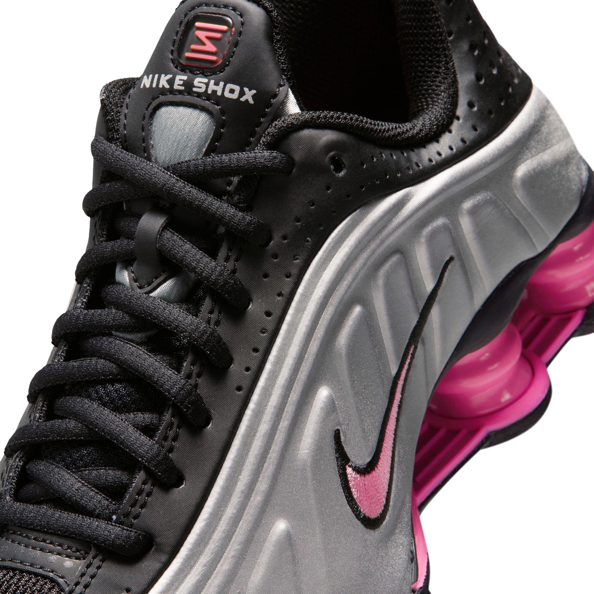 Nike Shox R4 Grade School Girls' "Black/Metallic Silver/Pinksicle" Shoe