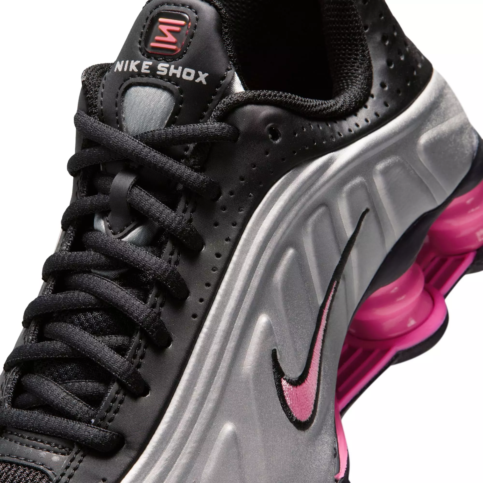 Nike Shox R4 "Black/Metallic Silver/Pinksicle" Grade School Girls' Shoe - BLACK/PINK