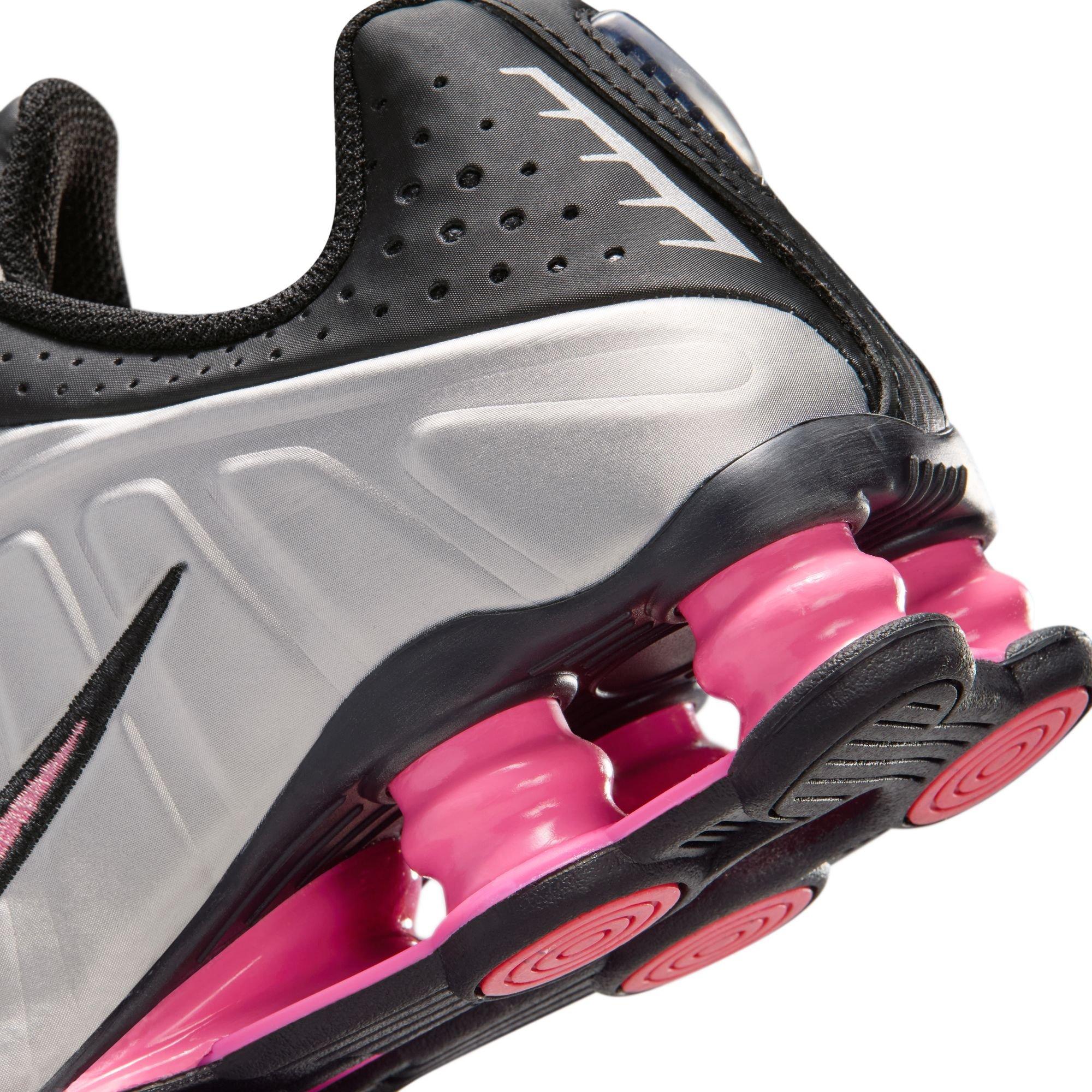 Nike Shox R4 Grade School Girls' "Black/Metallic Silver/Pinksicle" Shoe