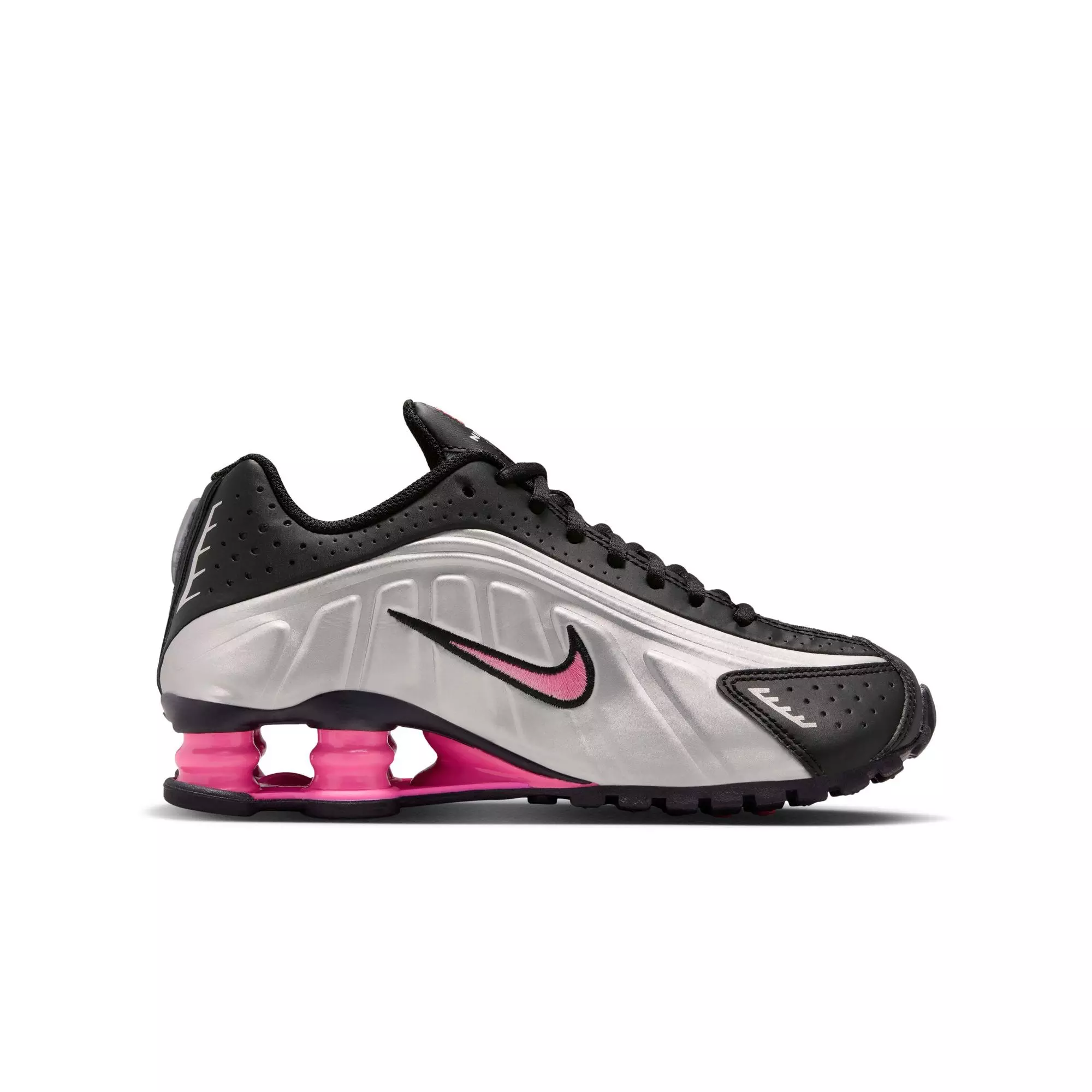Nike Shox R4 "Black/Metallic Silver/Pinksicle" Grade School Girls' Shoe - BLACK/PINK