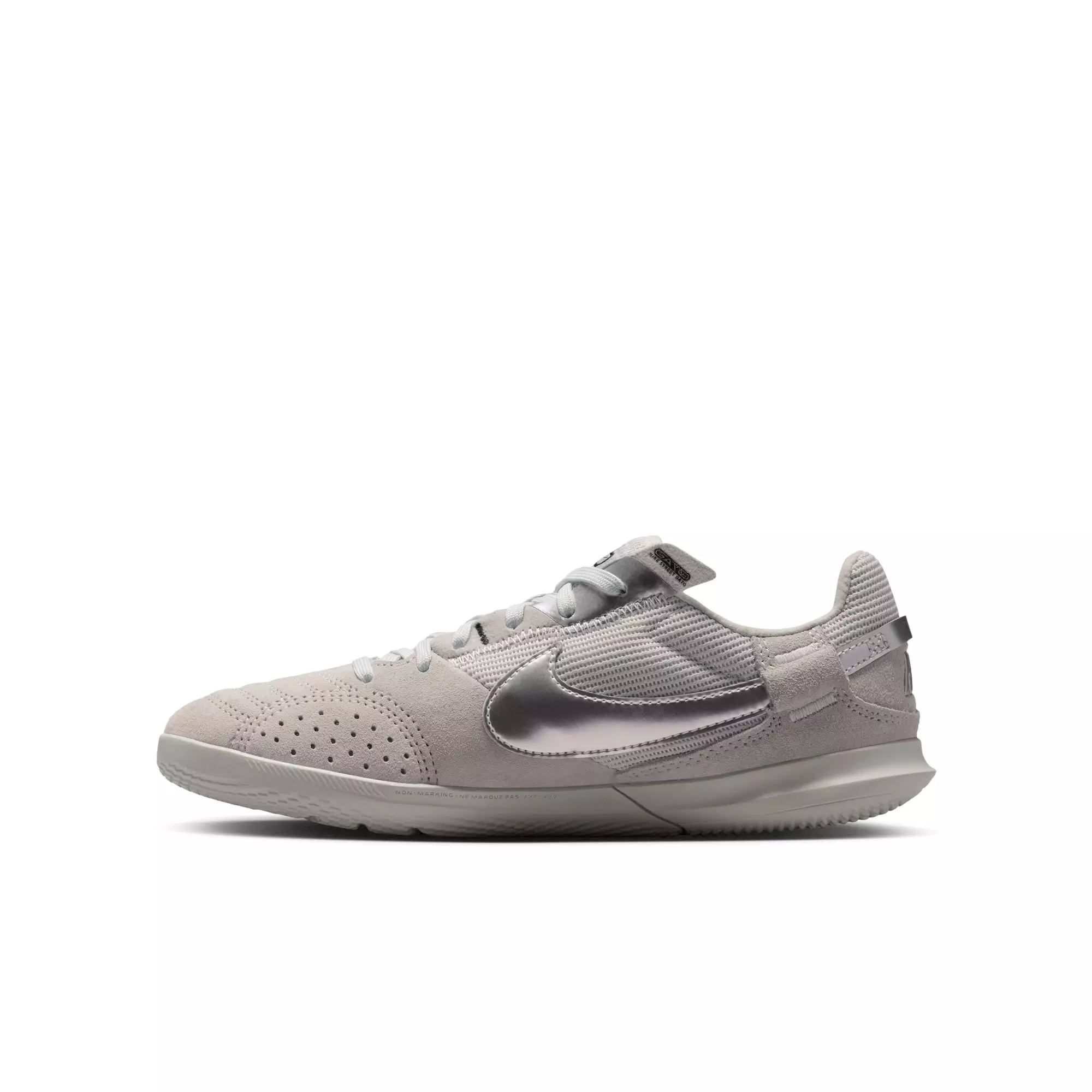 Nike Jr. Streetgato Low-Top "Lt Smoke Grey/Metallic Silver" Grade School Boys' Soccer Cleat - SMOKE