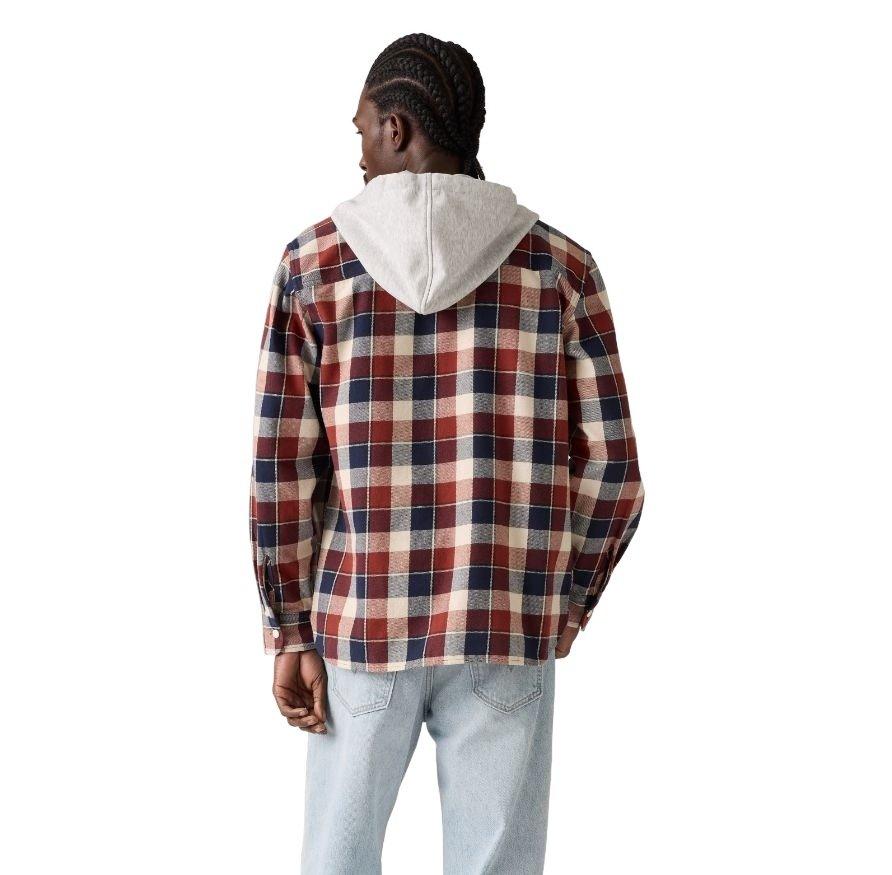 Levi's Men's Reeve Plaid Flannel Hoodie - Russet Brown - BROWN Thumbnail View 2