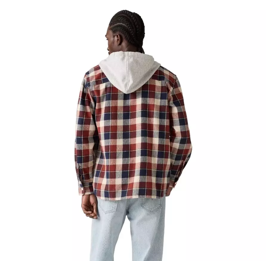 Levi's Men's Reeve Plaid Flannel Hoodie - Russet Brown - BROWN