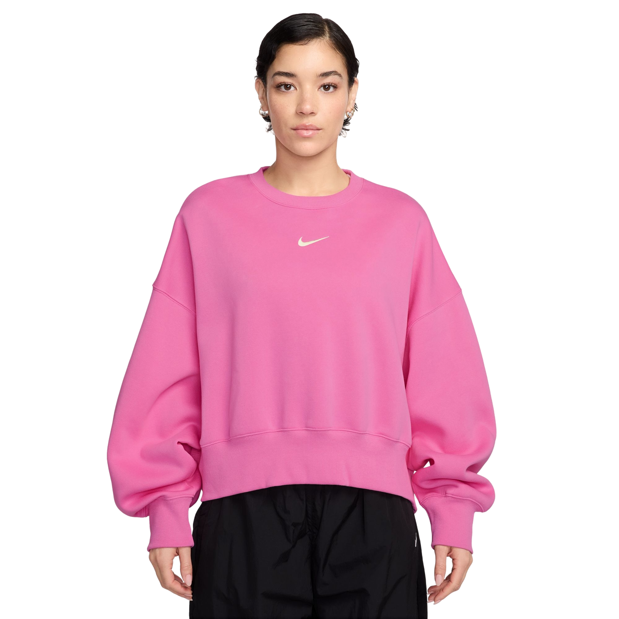 Nike Women's Sportswear Phoenix Fleece Over-Oversized Crew-Neck Sweatshirt - PINK Thumbnail View 1