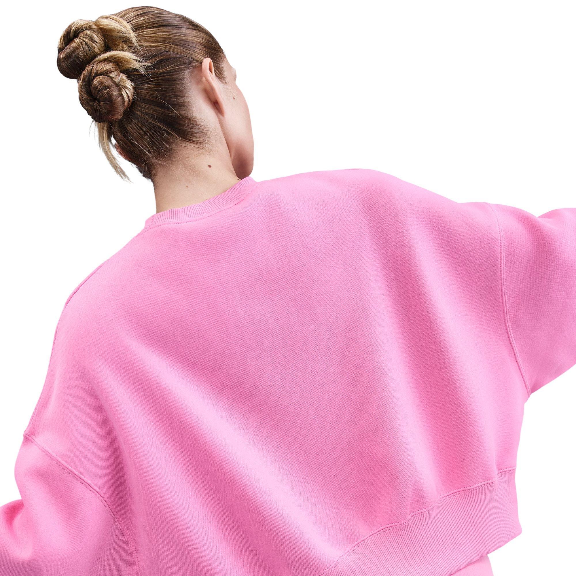 Nike Women's Sportswear Phoenix Fleece Over-Oversized Crew-Neck Sweatshirt - Pink - PINK Thumbnail View 4
