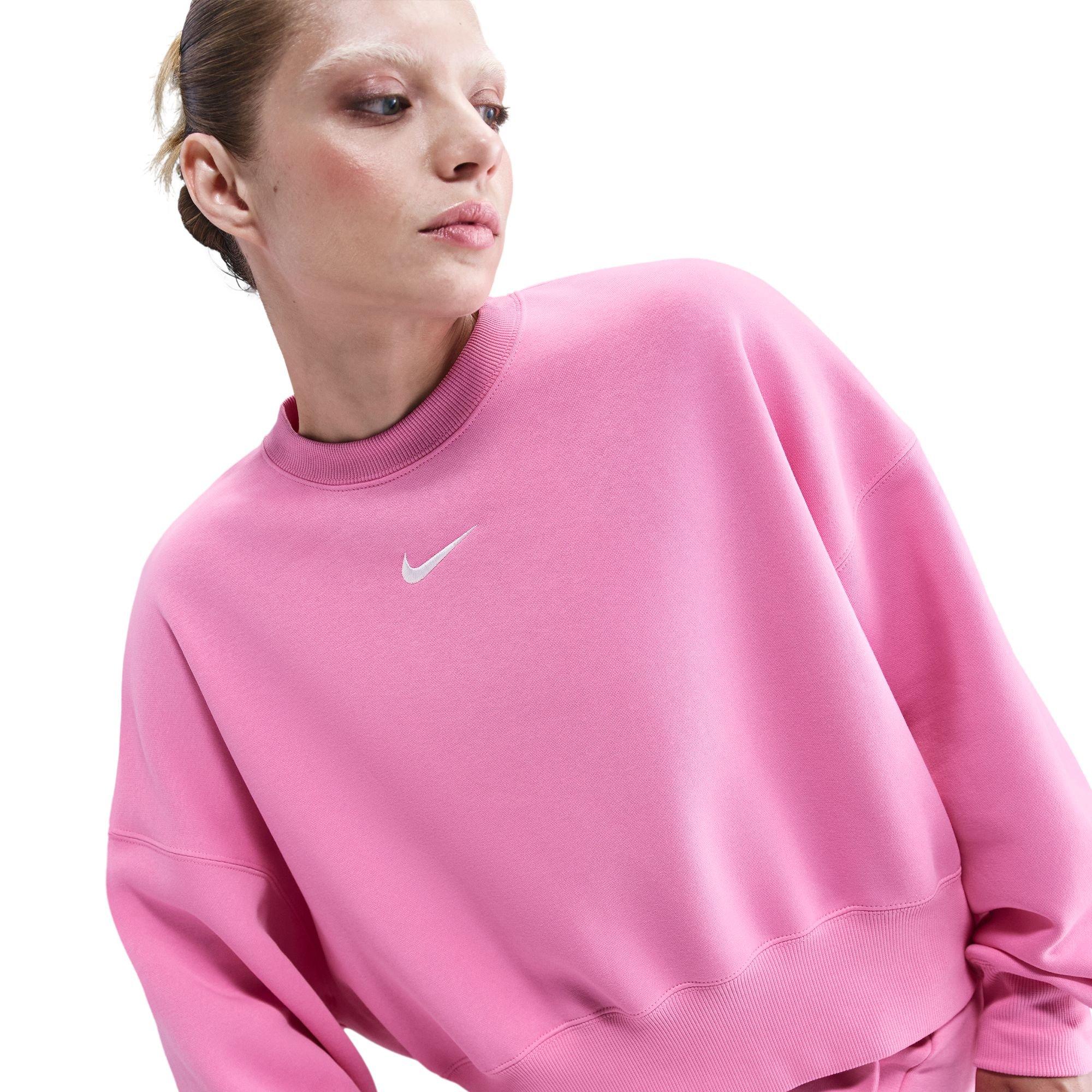 Nike Women's Sportswear Phoenix Fleece Over-Oversized Crew-Neck Sweatshirt - Pink - PINK Thumbnail View 5