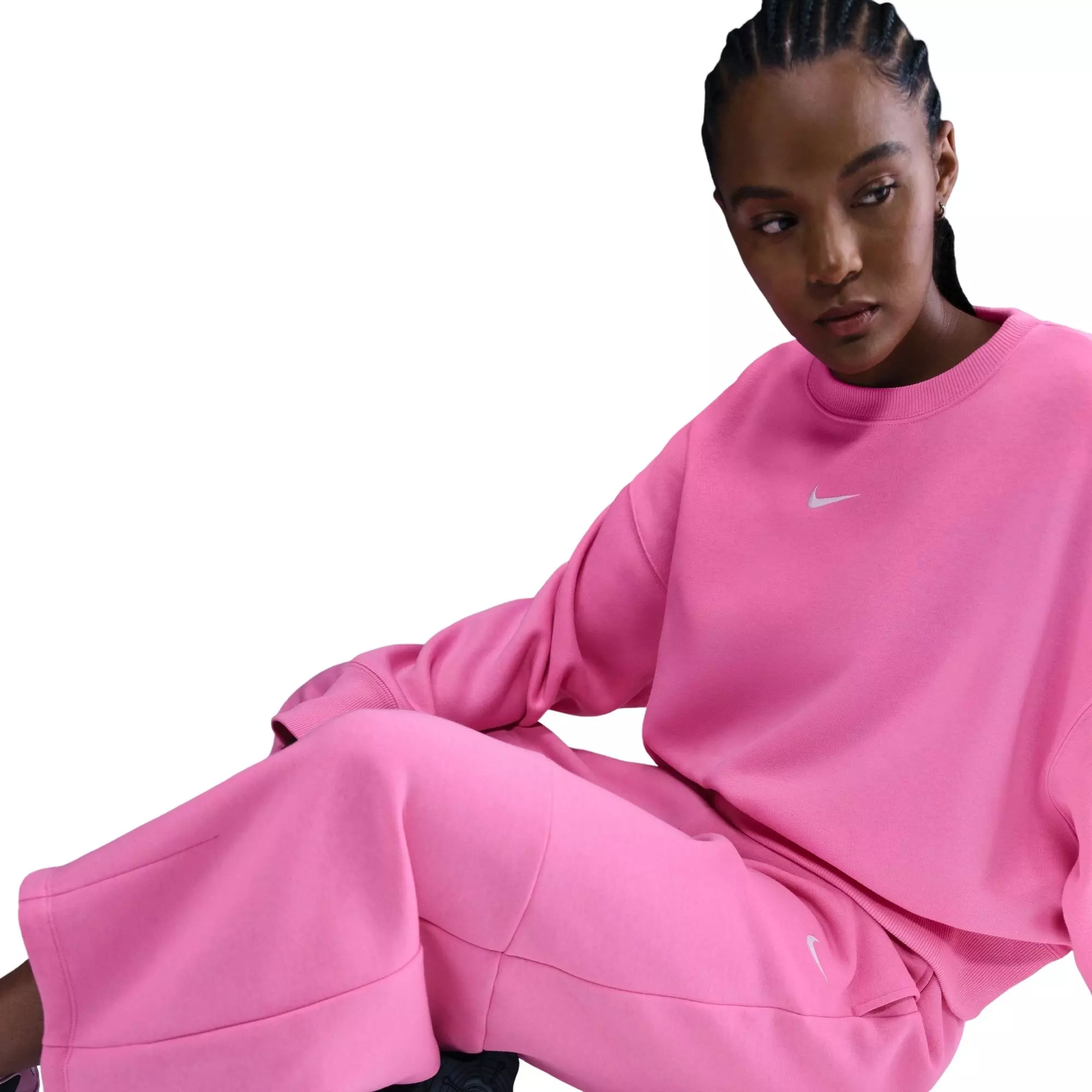 Nike Women's Sportswear Phoenix Loose Mid-Rise Barrel Pants - PINK