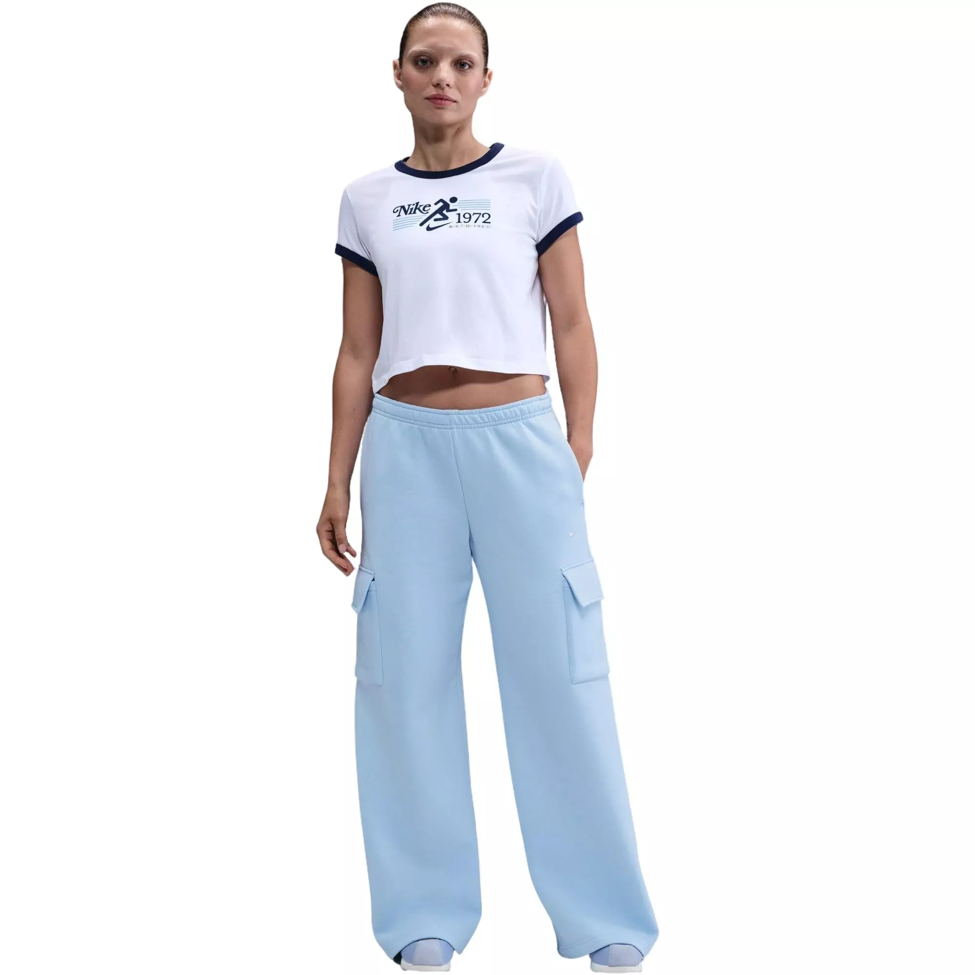 Nike Women's Sportwear Phoenix Wide Leg Cargo Pants - Blue - BLUE