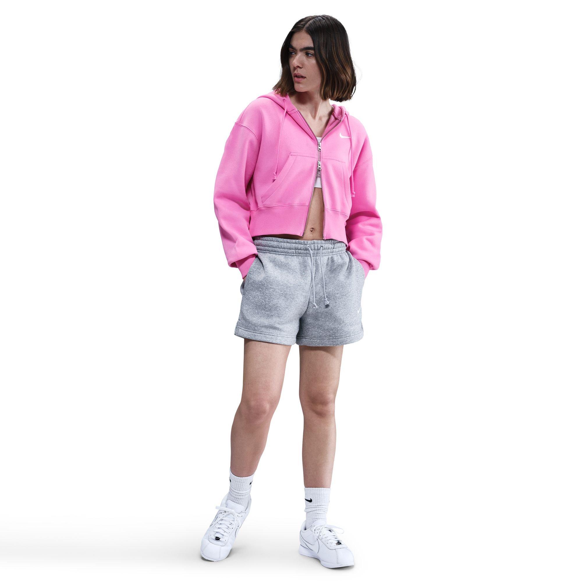 Nike Women's Sportswear Phoenix Fleece Loose Full-Zip Crop Jacket - Pink - PINK Thumbnail View 1