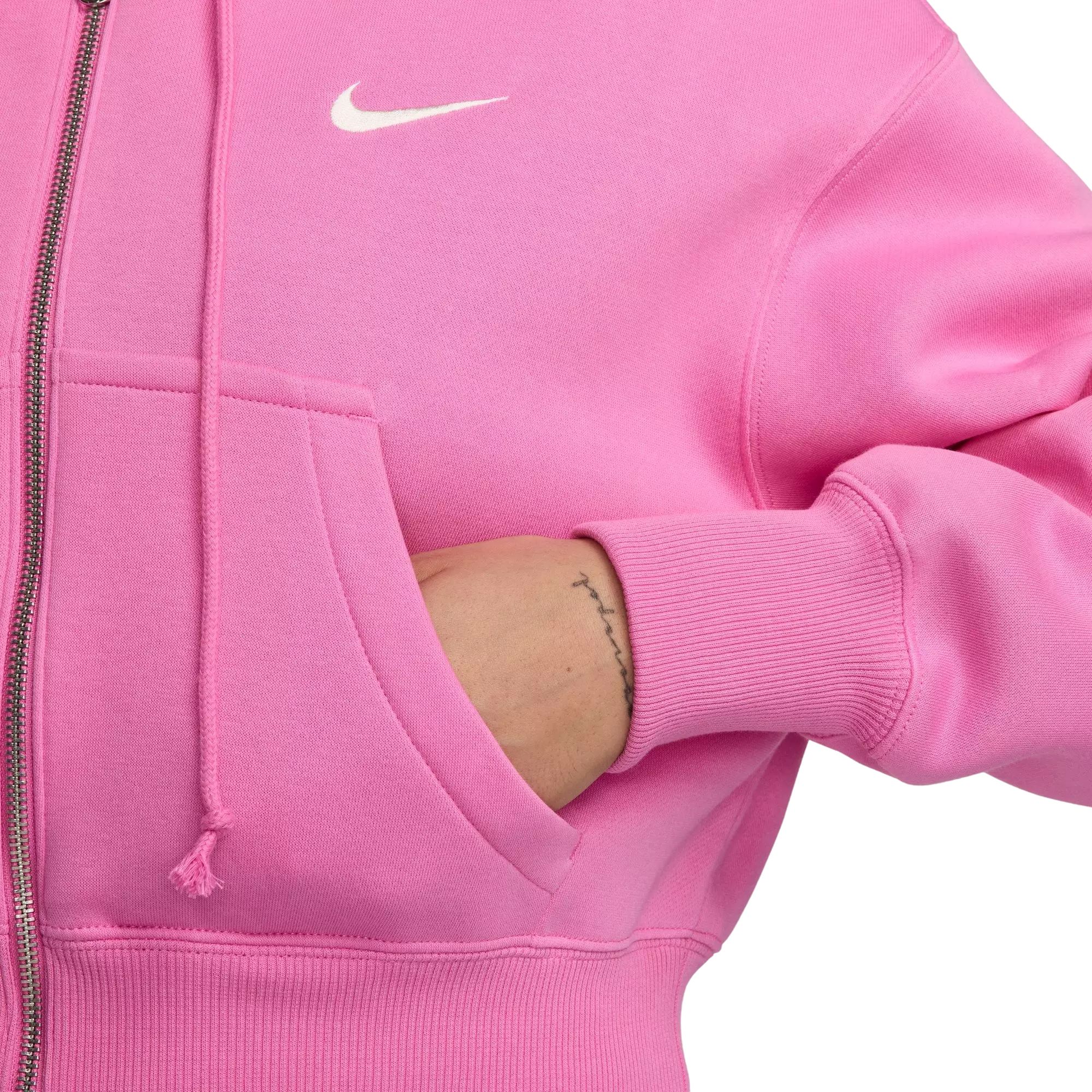 Nike Women's Sportswear Phoenix Fleece Loose Full-Zip Crop Jacket - PINK