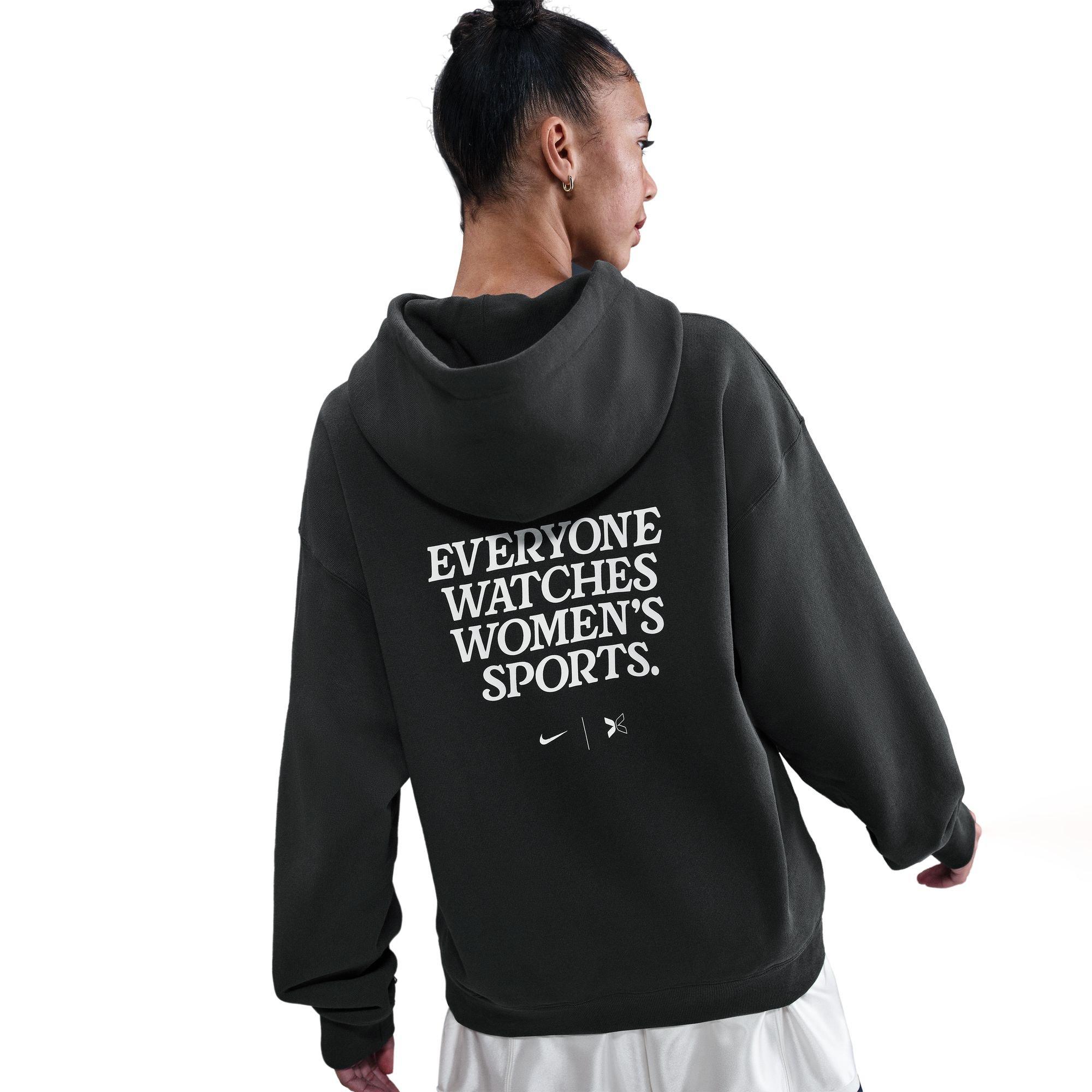 Nike Women's By TOGETHXR Everyone Watches Women's Sports&trade; Pullover Hoodie - BLACK Thumbnail View 2