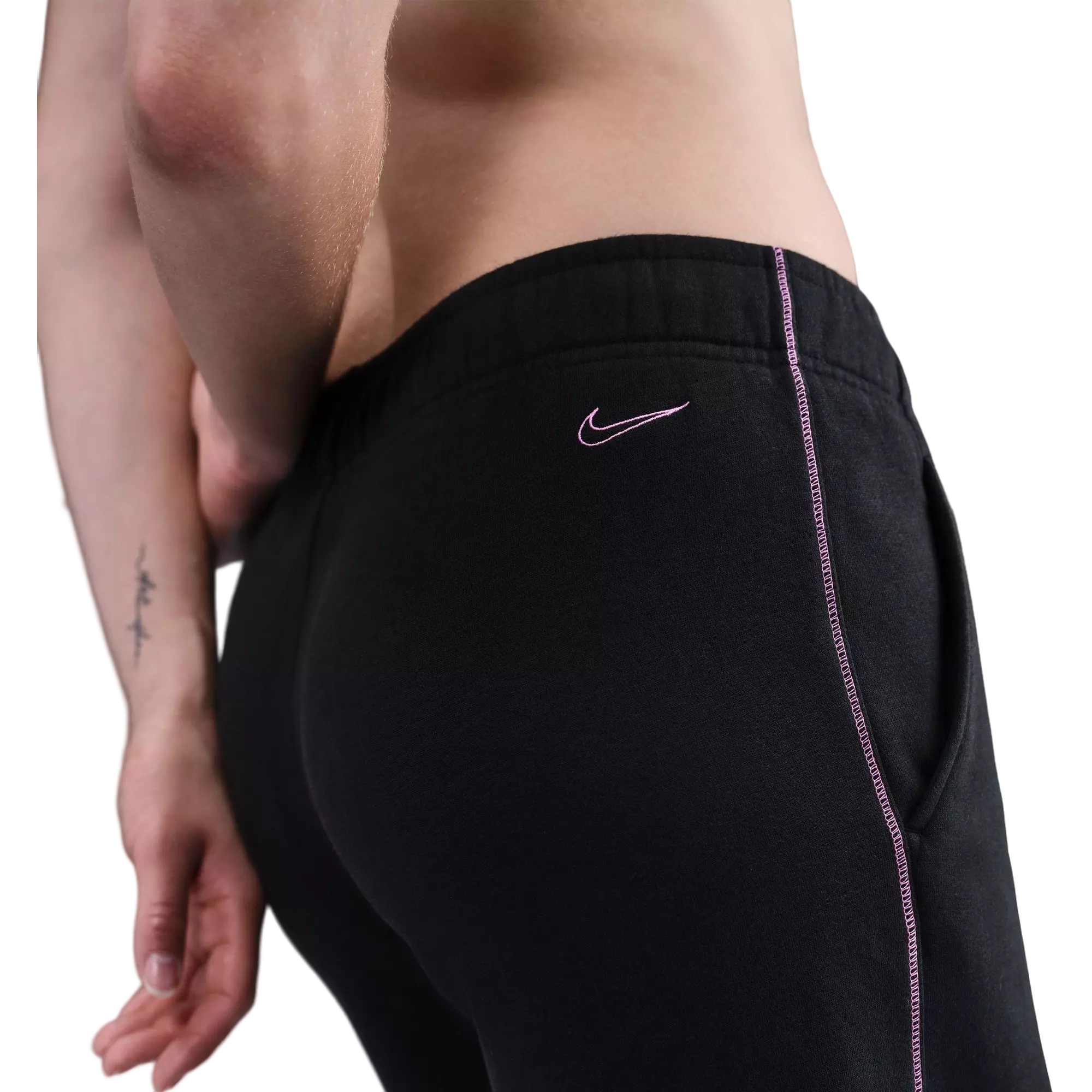 Nike Women's Phoenix Fleece Wide Leg Bottom - Black/Pink - BLACK/PINK