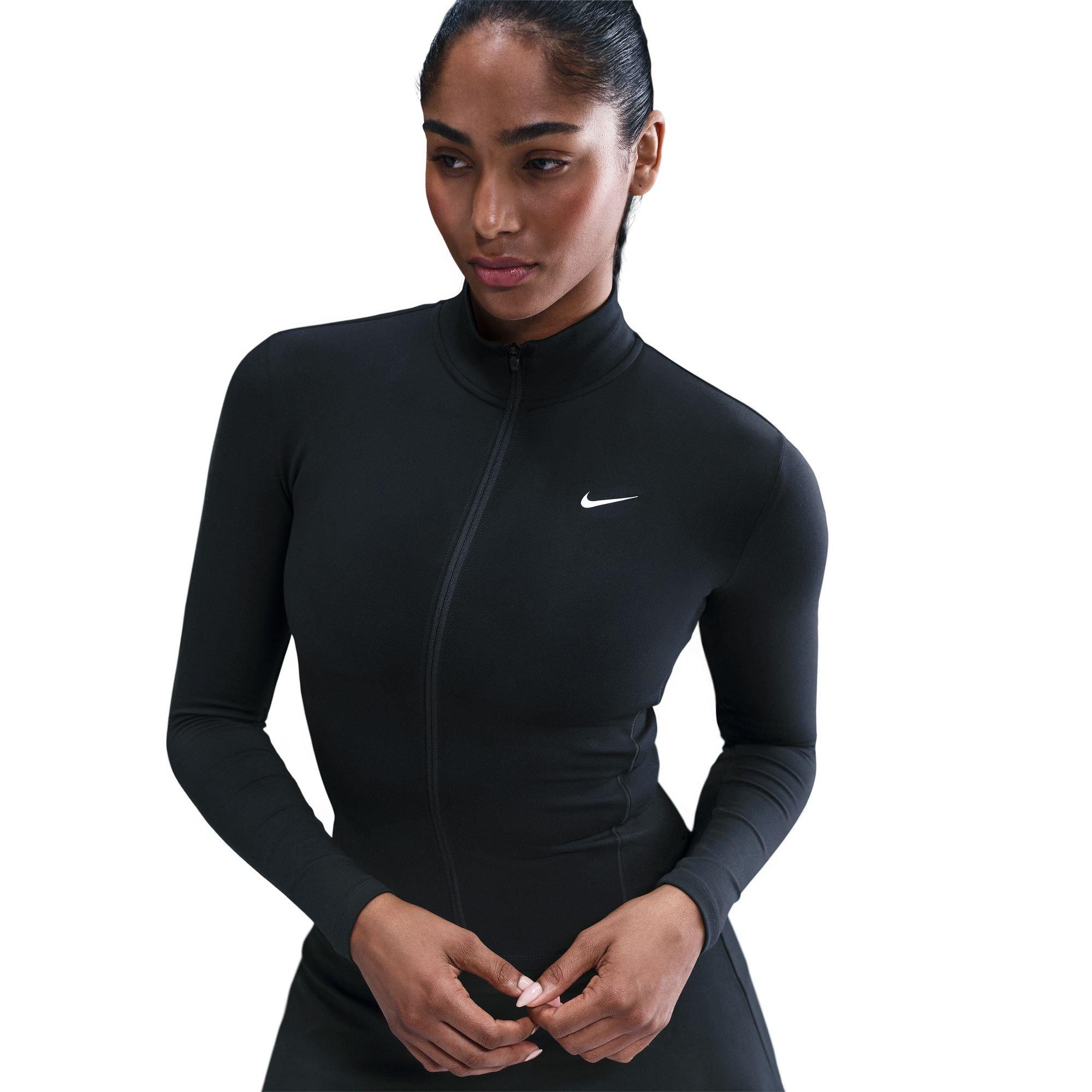 Nike Women's One Fitted Dri-FIT Full-Zip Jacket - BLACK Thumbnail View 3