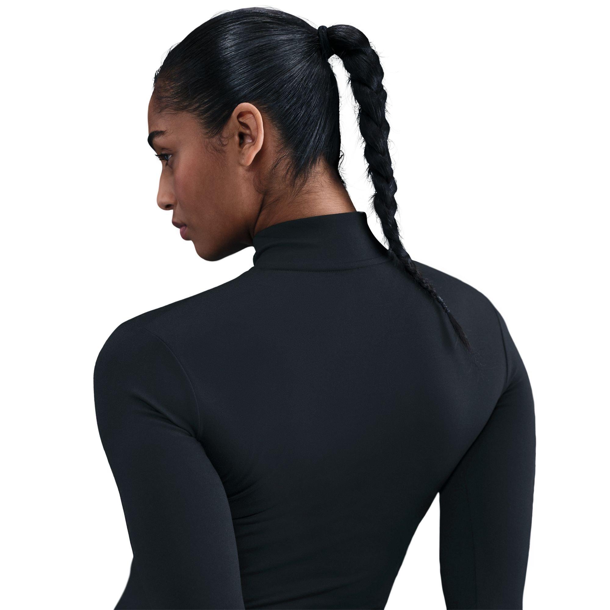 Nike Women's One Fitted Dri-FIT Full-Zip Jacket - BLACK Thumbnail View 4