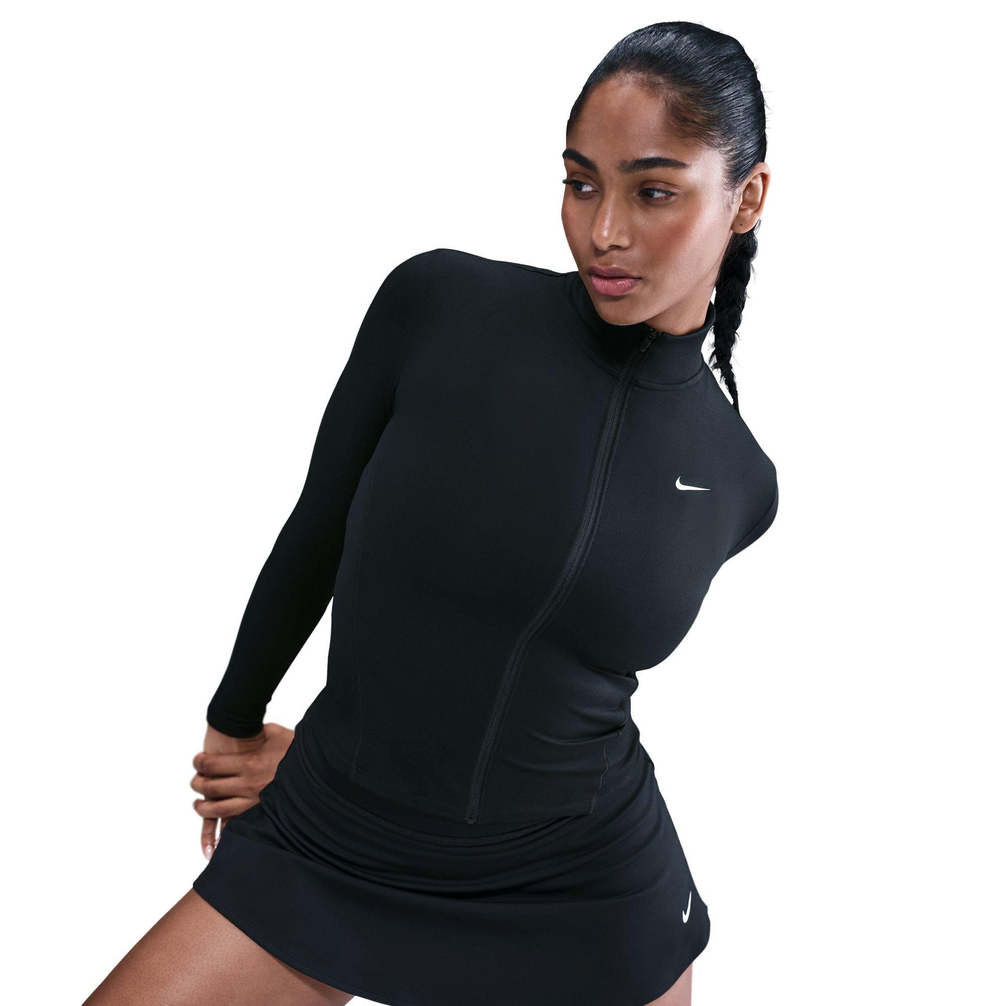 Nike Women's One Fitted Dri-FIT Full-Zip Jacket - BLACK Thumbnail View 5
