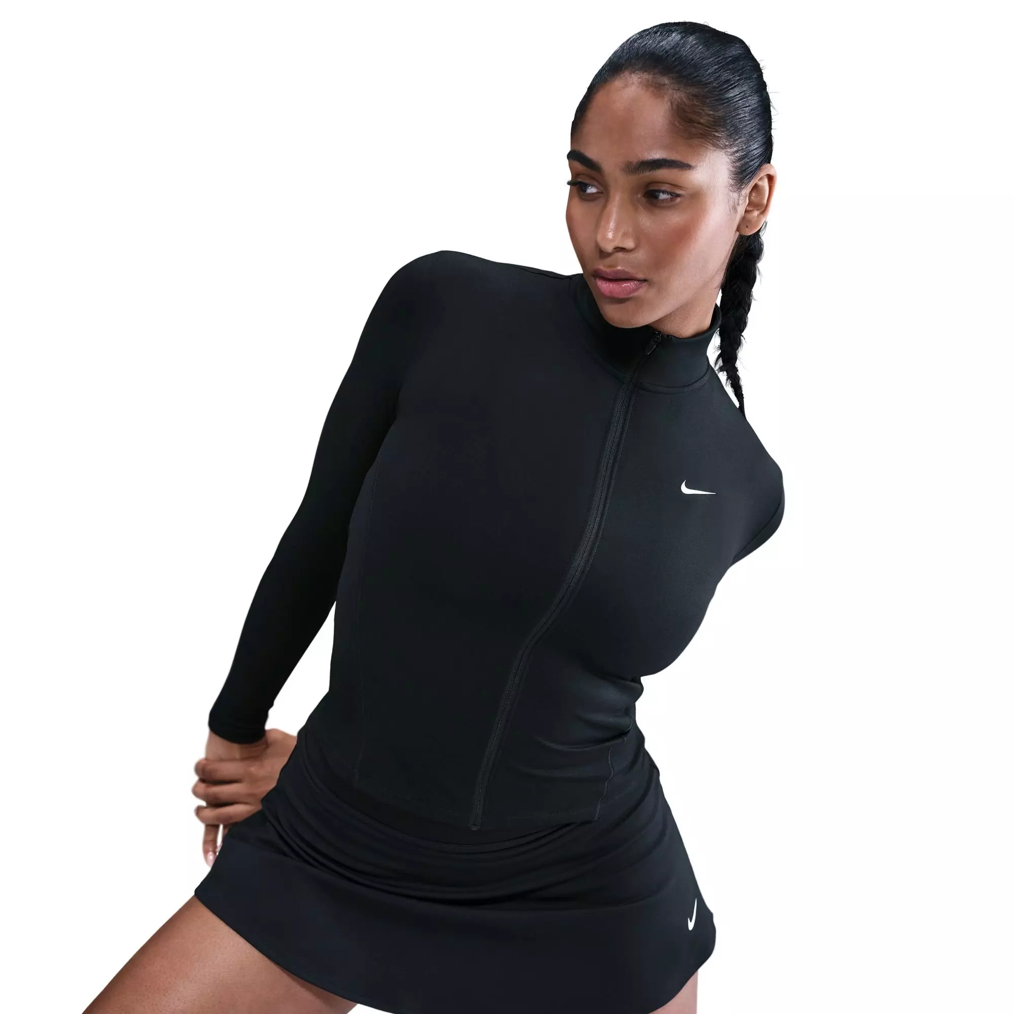 Nike Women's One Fitted Dri-FIT Full-Zip Jacket - BLACK
