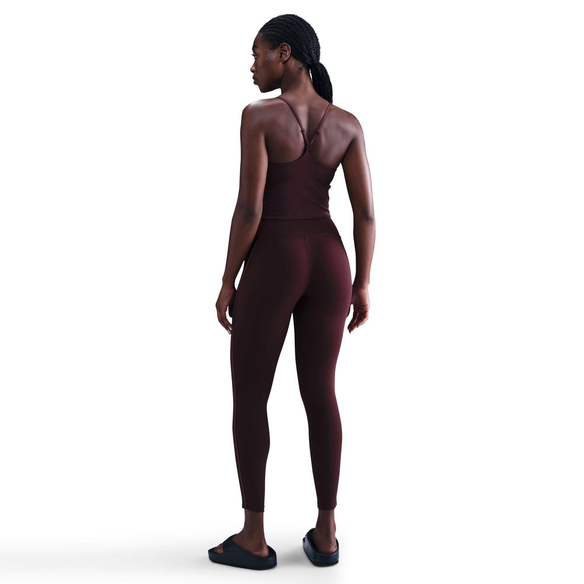 Nike Women's One High-Waisted 7/8 Leggings - BURGUNDY Thumbnail View 2