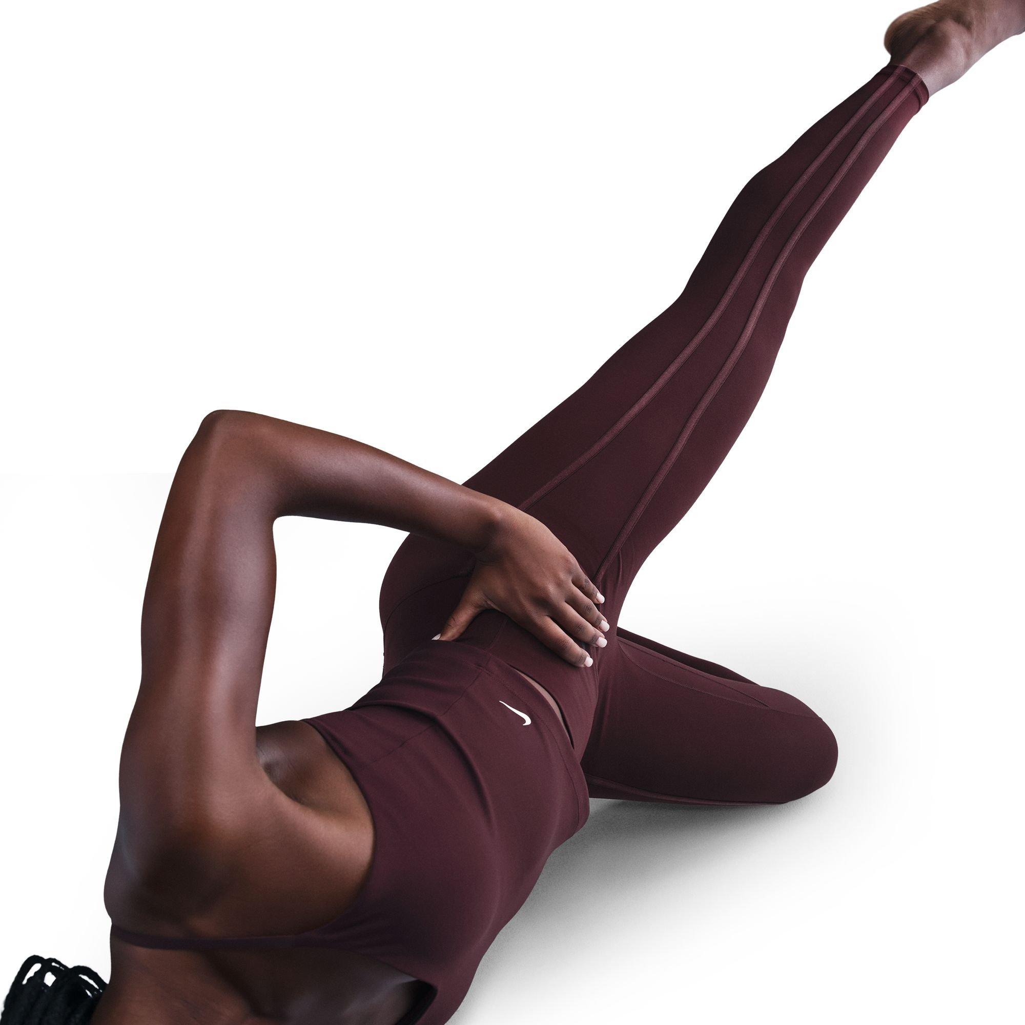 Nike Women's One High-Waisted 7/8 Leggings - BURGUNDY Thumbnail View 5