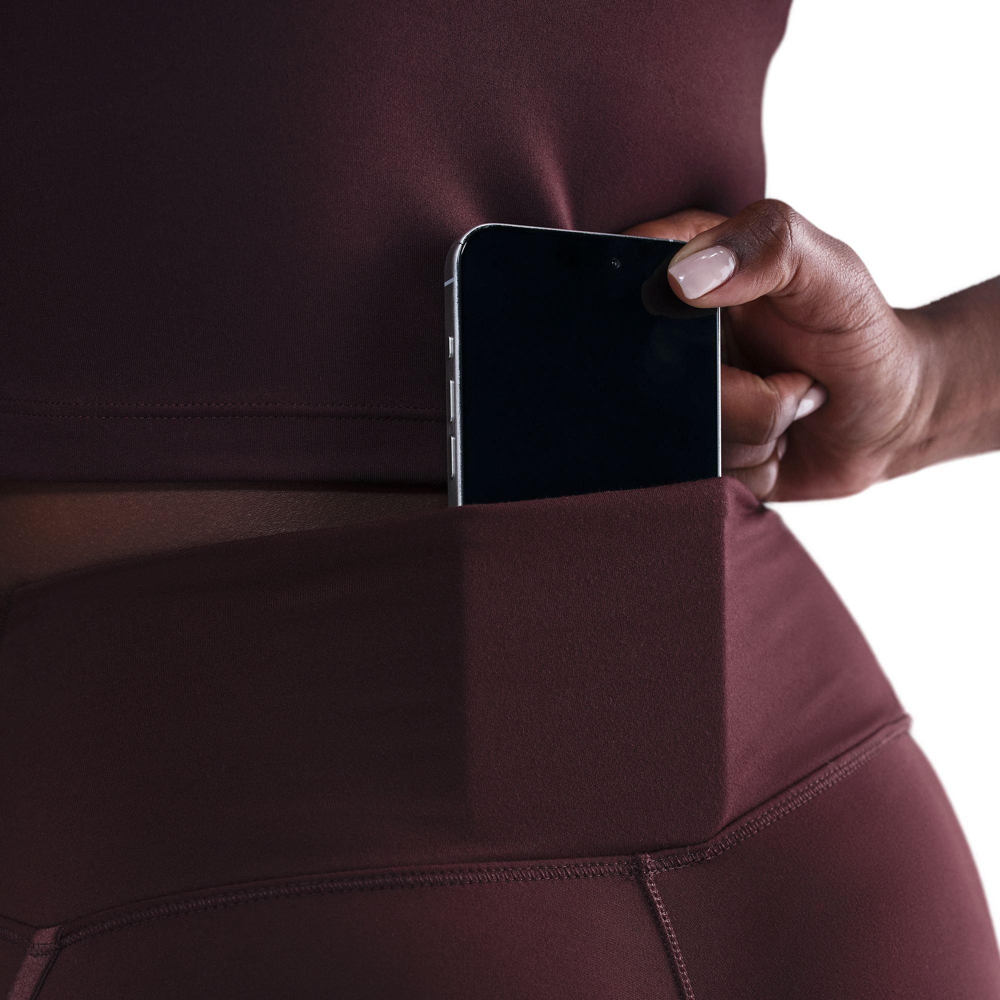 Nike Women's One High-Waisted 7/8 Leggings - BURGUNDY Thumbnail View 6