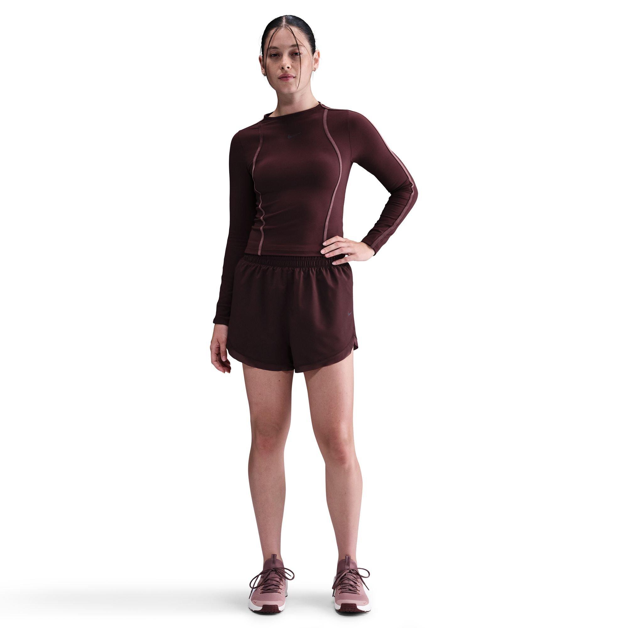 Nike Women's One Fitted Dri-FIT Long-Sleeve Top - BURGUNDY Thumbnail View 1