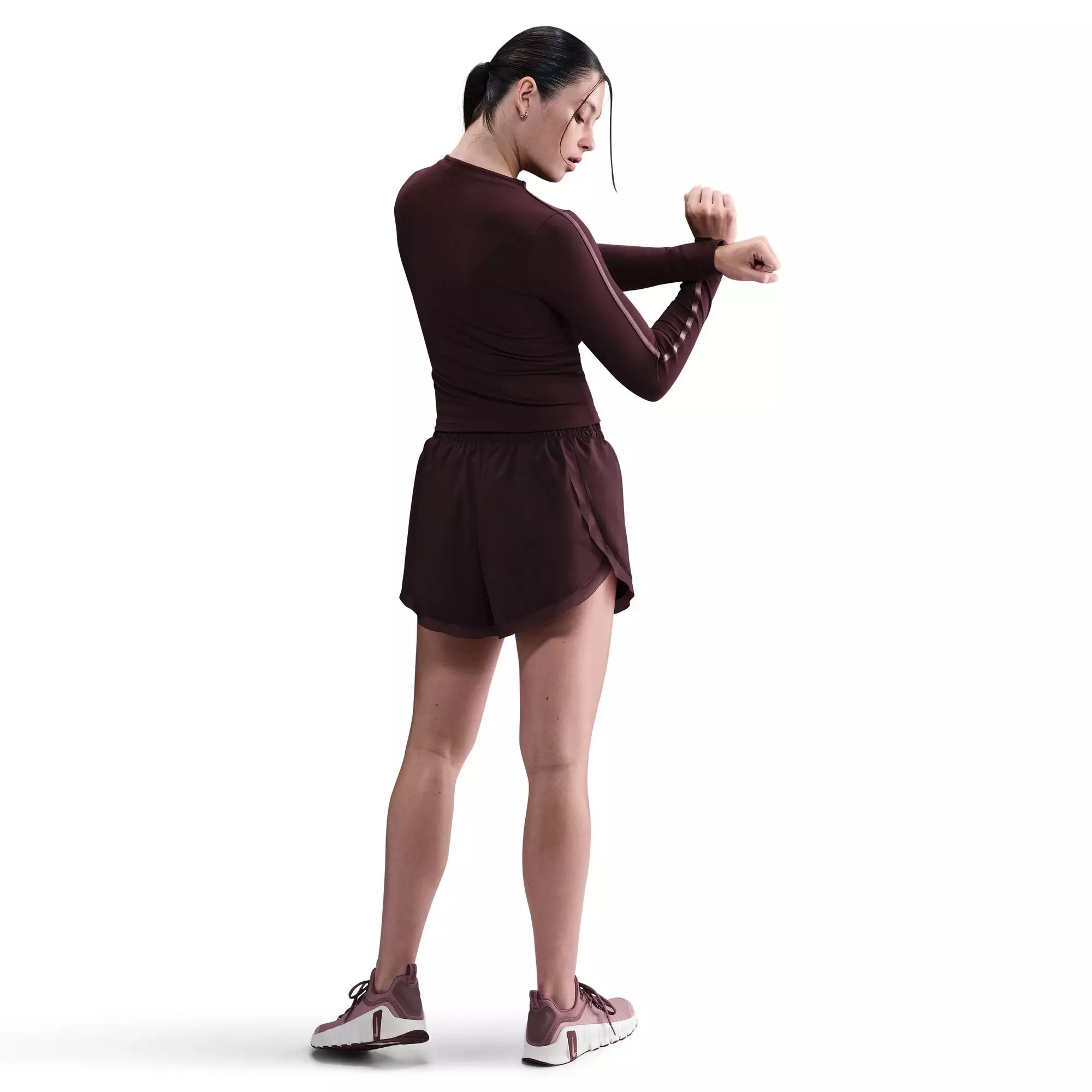 Nike Women's One Fitted Dri-FIT Long-Sleeve Top - BURGUNDY