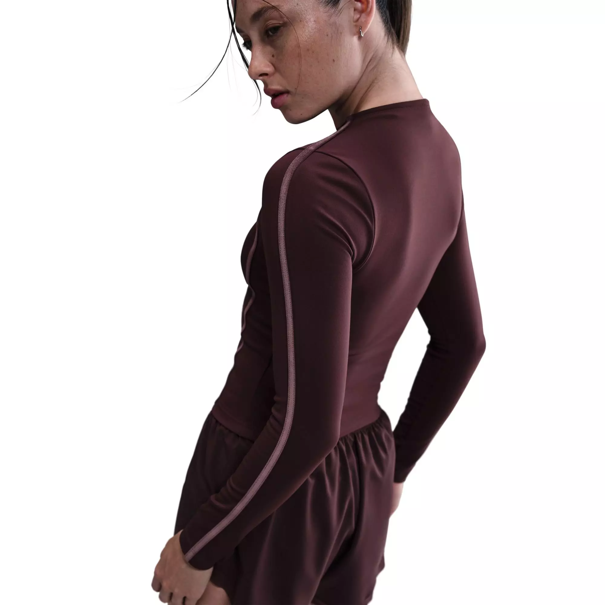 Nike Women's One Fitted Dri-FIT Long-Sleeve Top - BURGUNDY