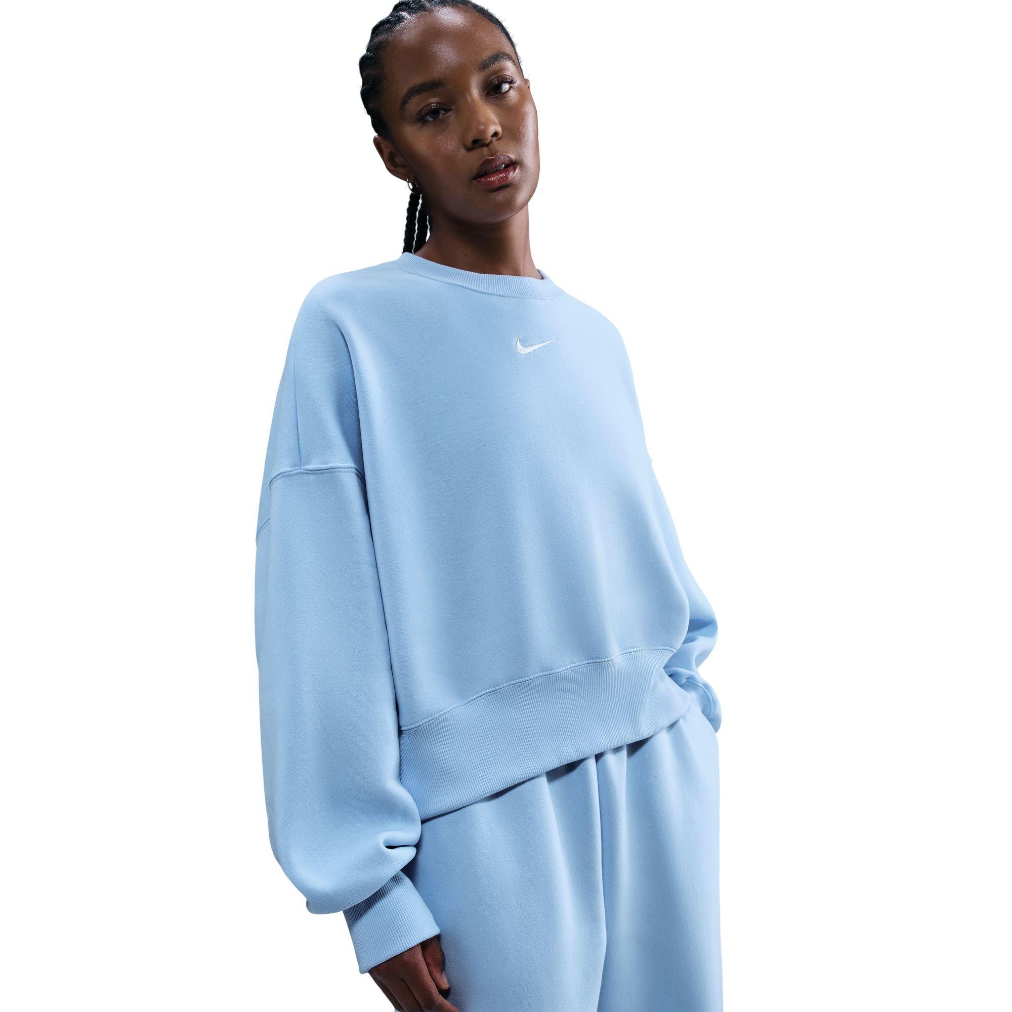 Nike Women's Sportswear Phoenix Fleece Over-Oversized Crew-Neck Sweatshirt-Blue - BLUE Thumbnail View 3