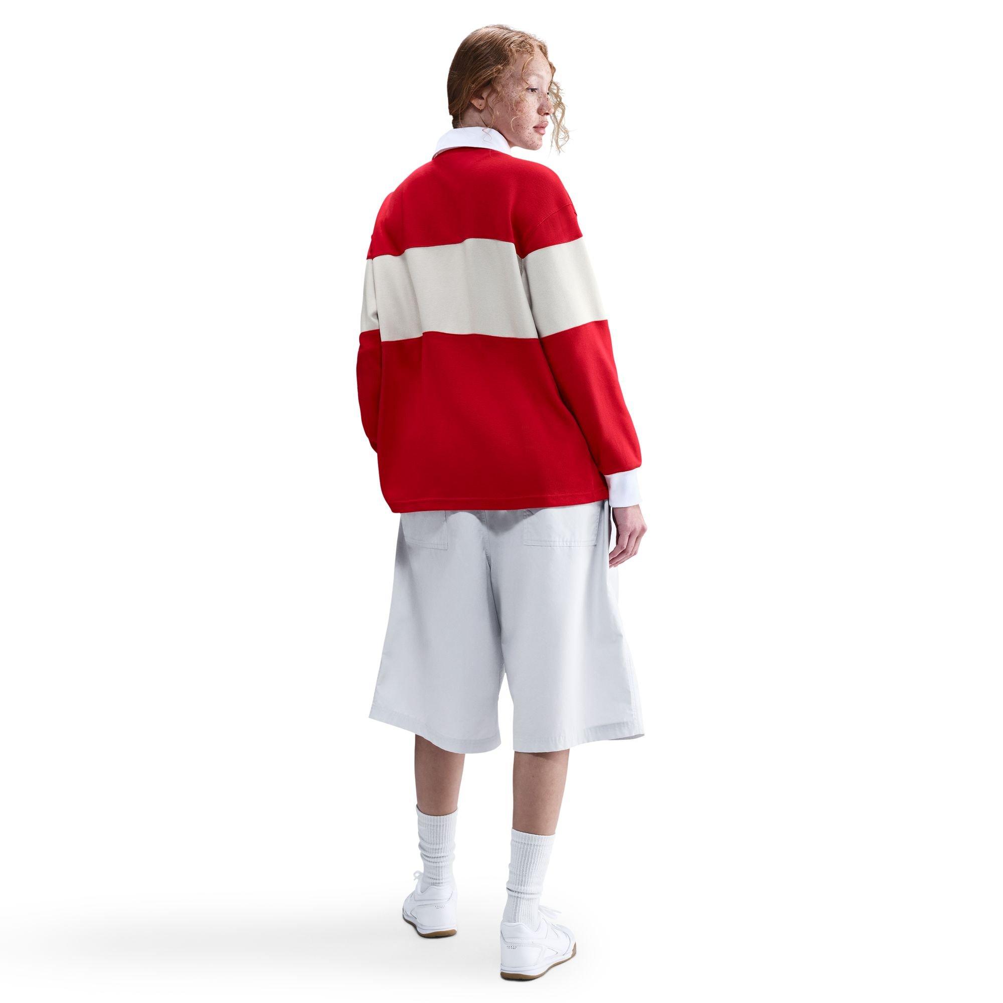 Nike Women's Sportswear Street Long-Sleeve Rugby Polo - RED Thumbnail View 2