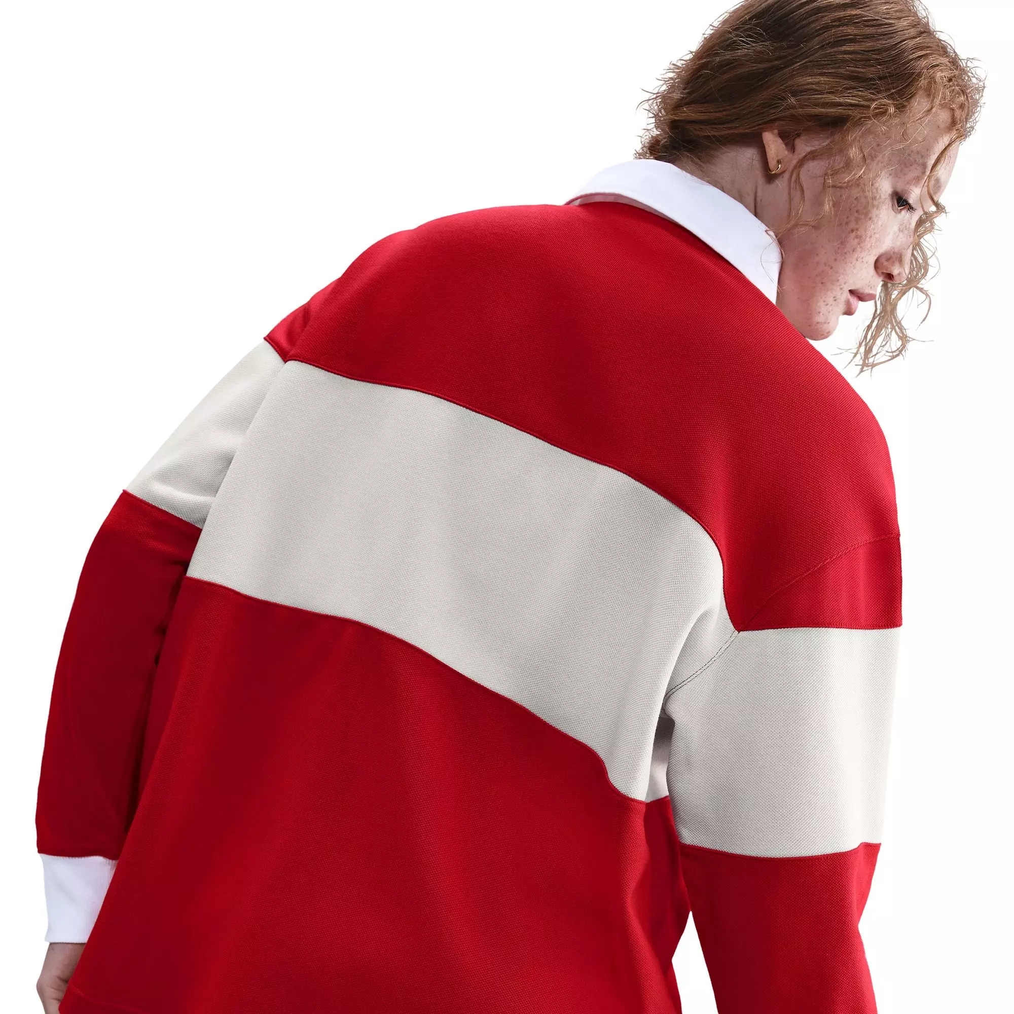 Nike Women's Sportswear Street Long-Sleeve Rugby Polo - RED